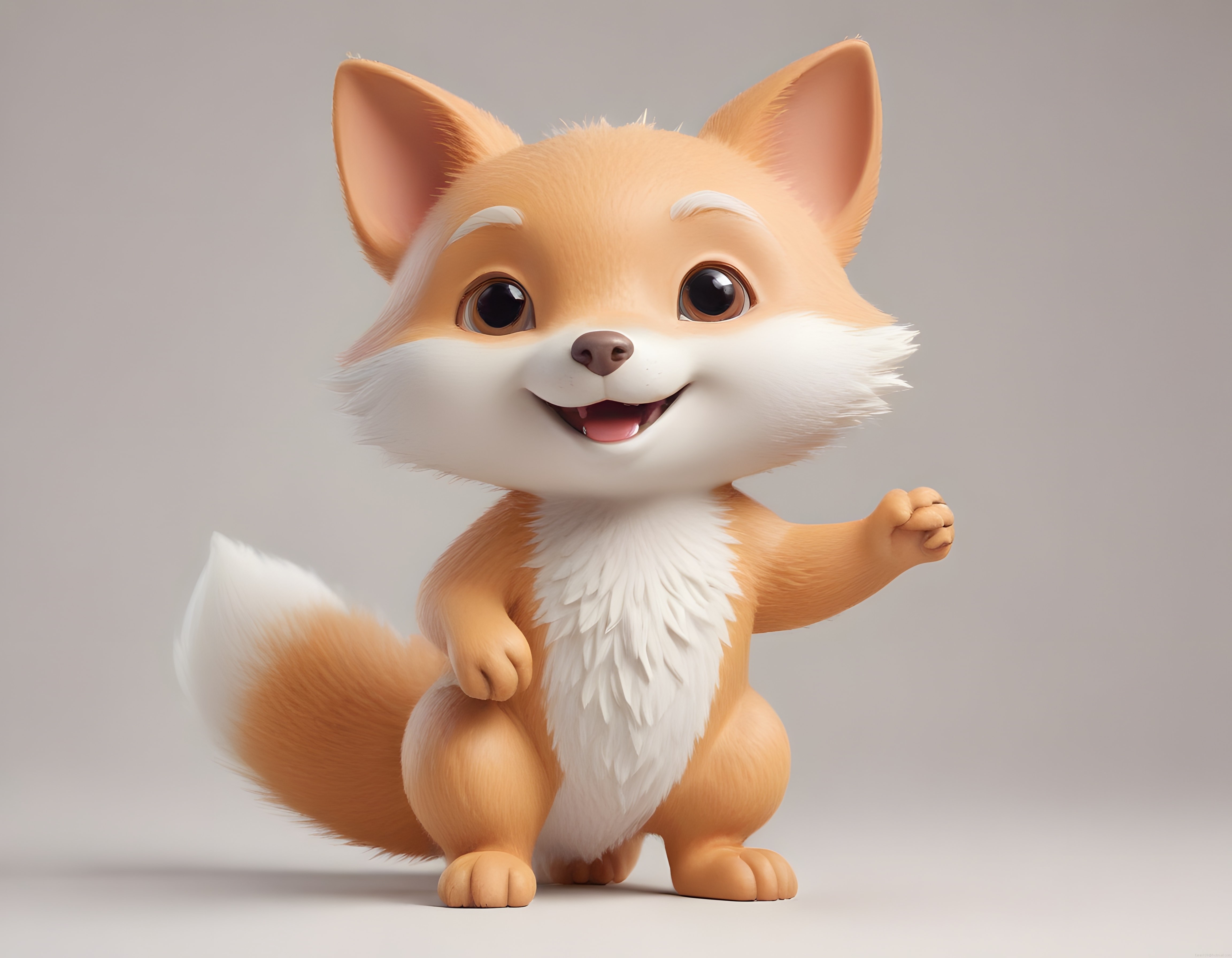 Sevimli 3D Tilki Karakteri: Büyük Gözlü Sevimli Anime Tilki Çizimi