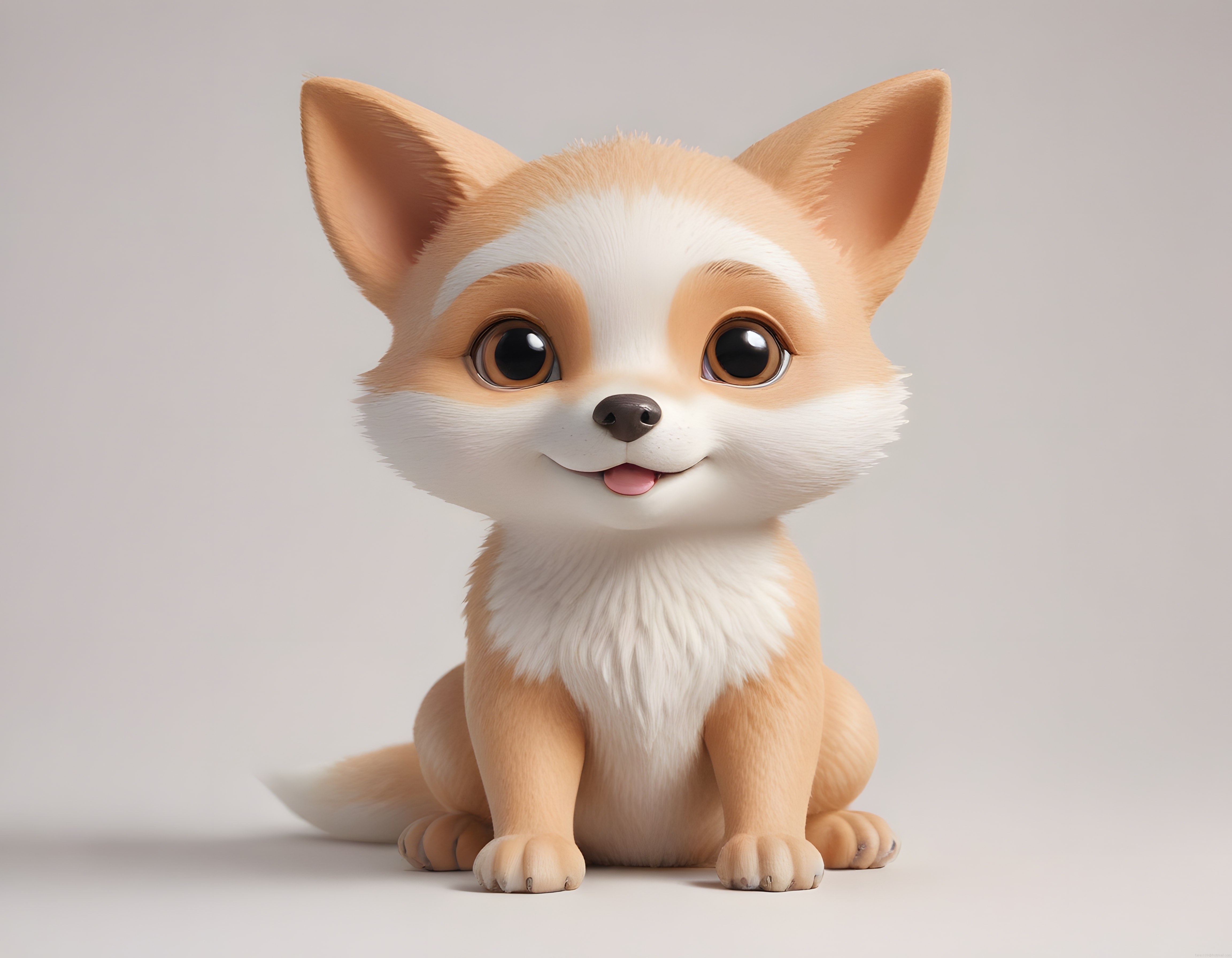 Sevimli 3D Tilki Yavrusu Karakteri: Büyük Gözlü Animasyon Maskot Tasarım