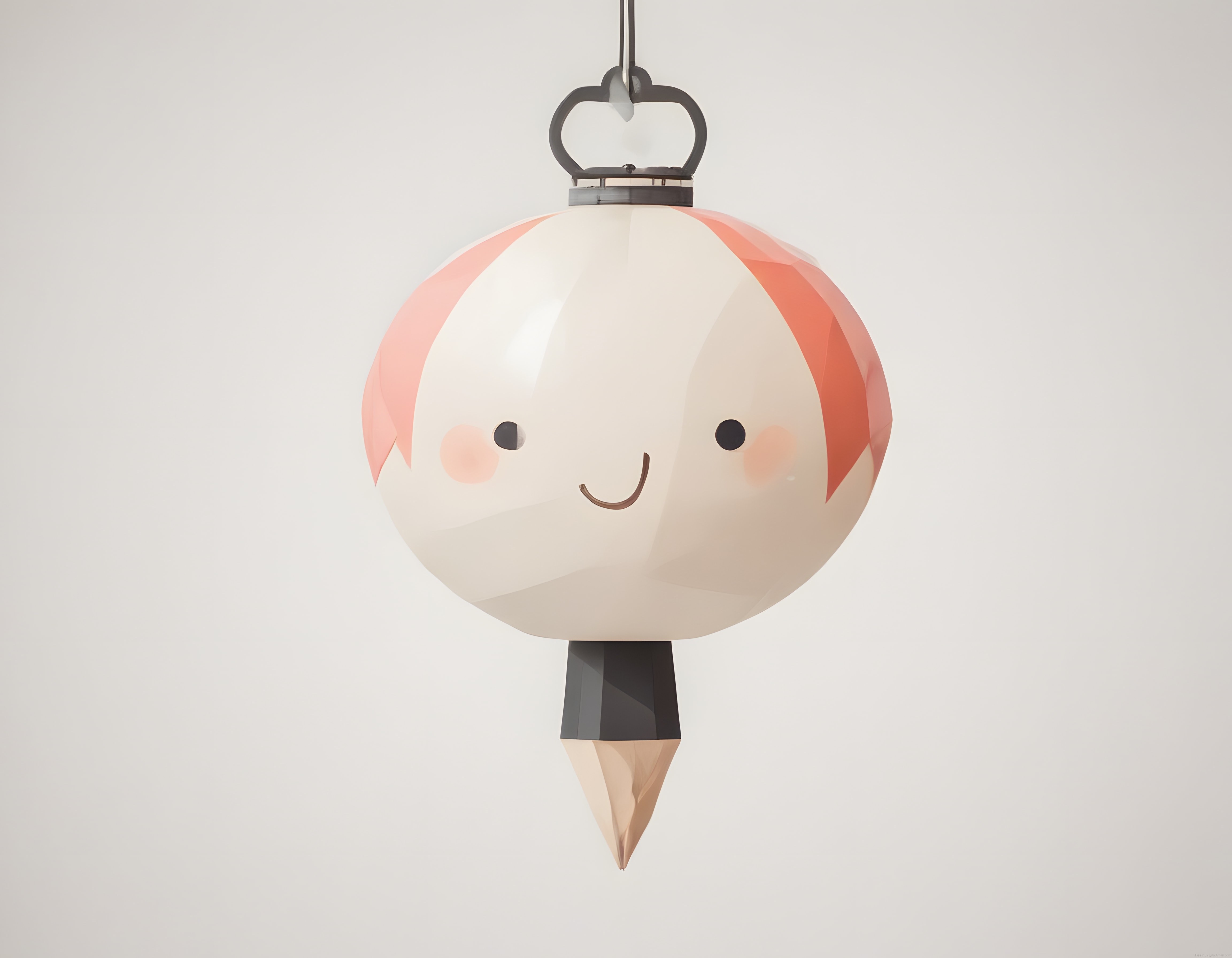 Sevimli 3D Yılbaşı Süsü Karakteri: Pembe Detaylı Minimalist Tasarım