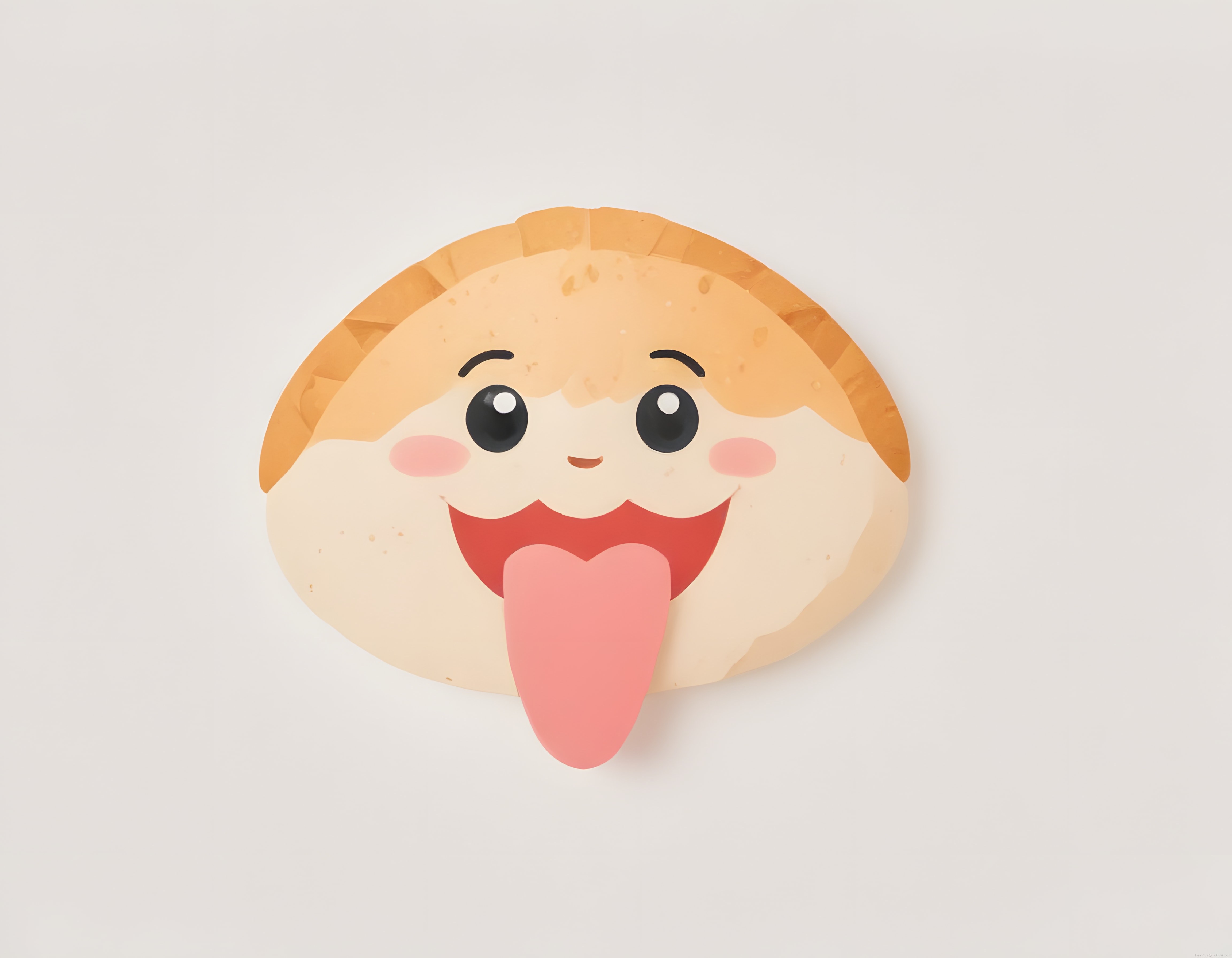 Sevimli 3D yiyecek karakteri, dilini çıkarmış kawaii mochi veya ekmek tasarımı