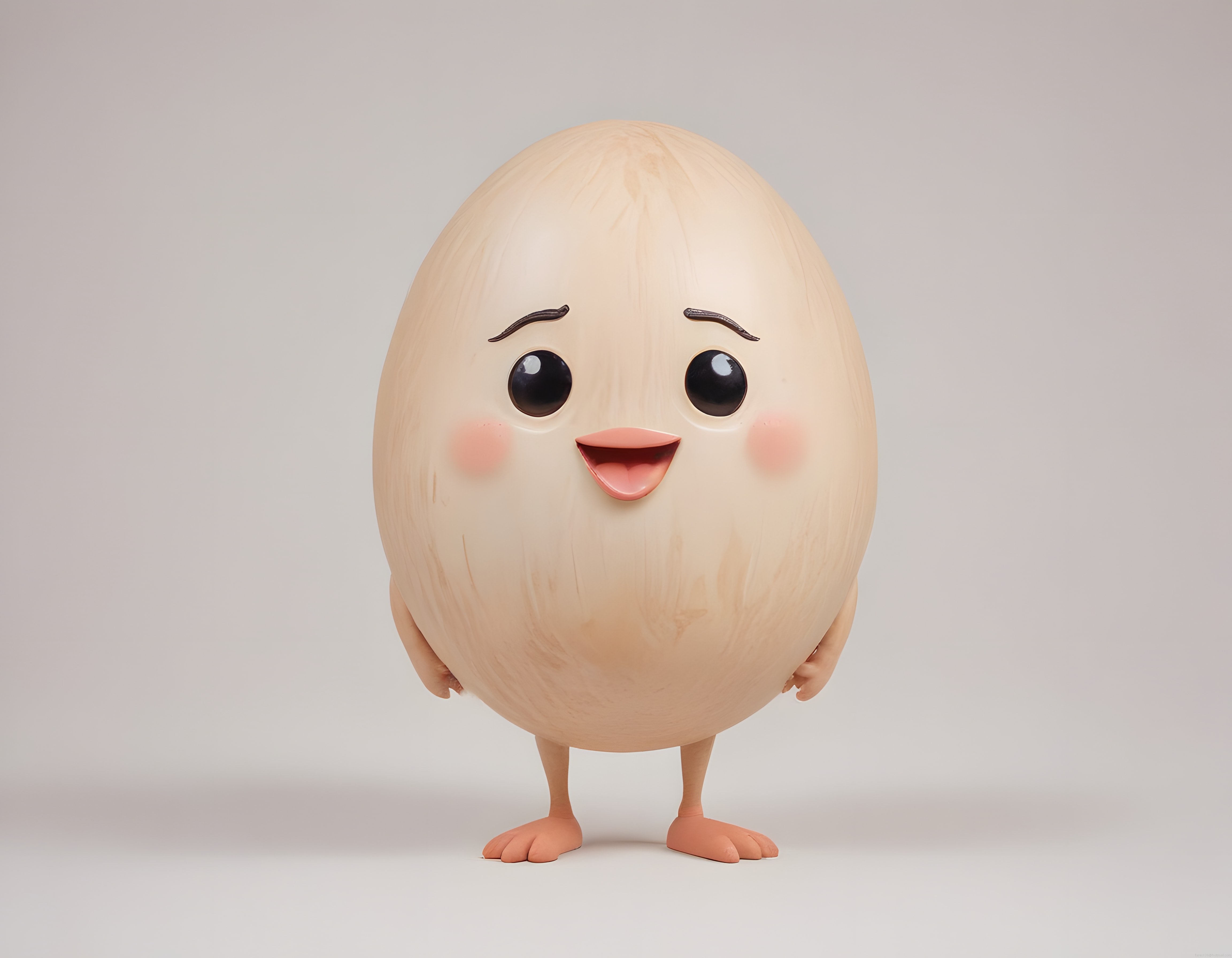 Sevimli 3D Yumurta Karakter: Masum Gözlü Animasyon Maskot Tasarımı