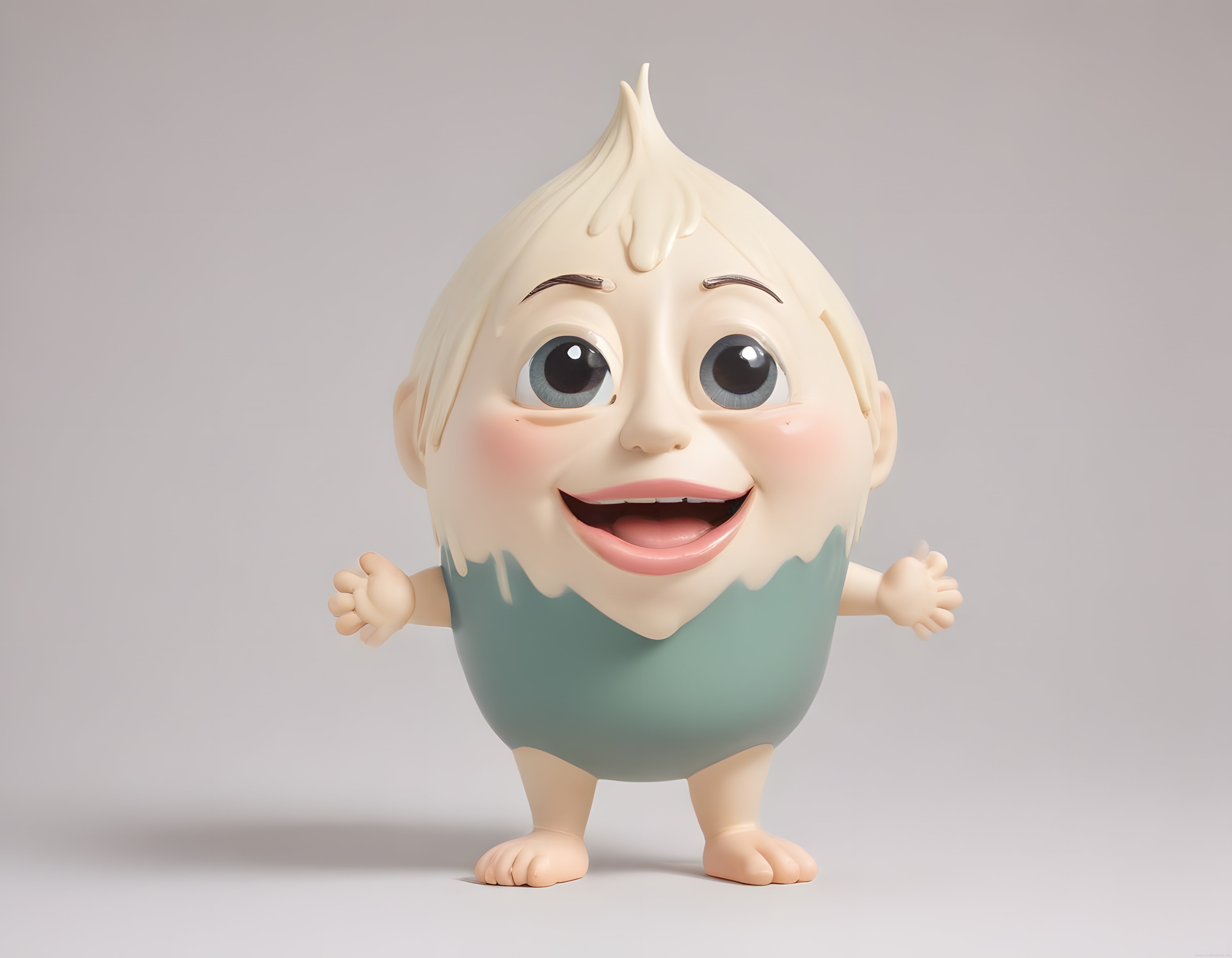 Sevimli 3D yumurta karakteri: Kremalı kaplamalı animasyon figürü ve oyuncak tasarımı