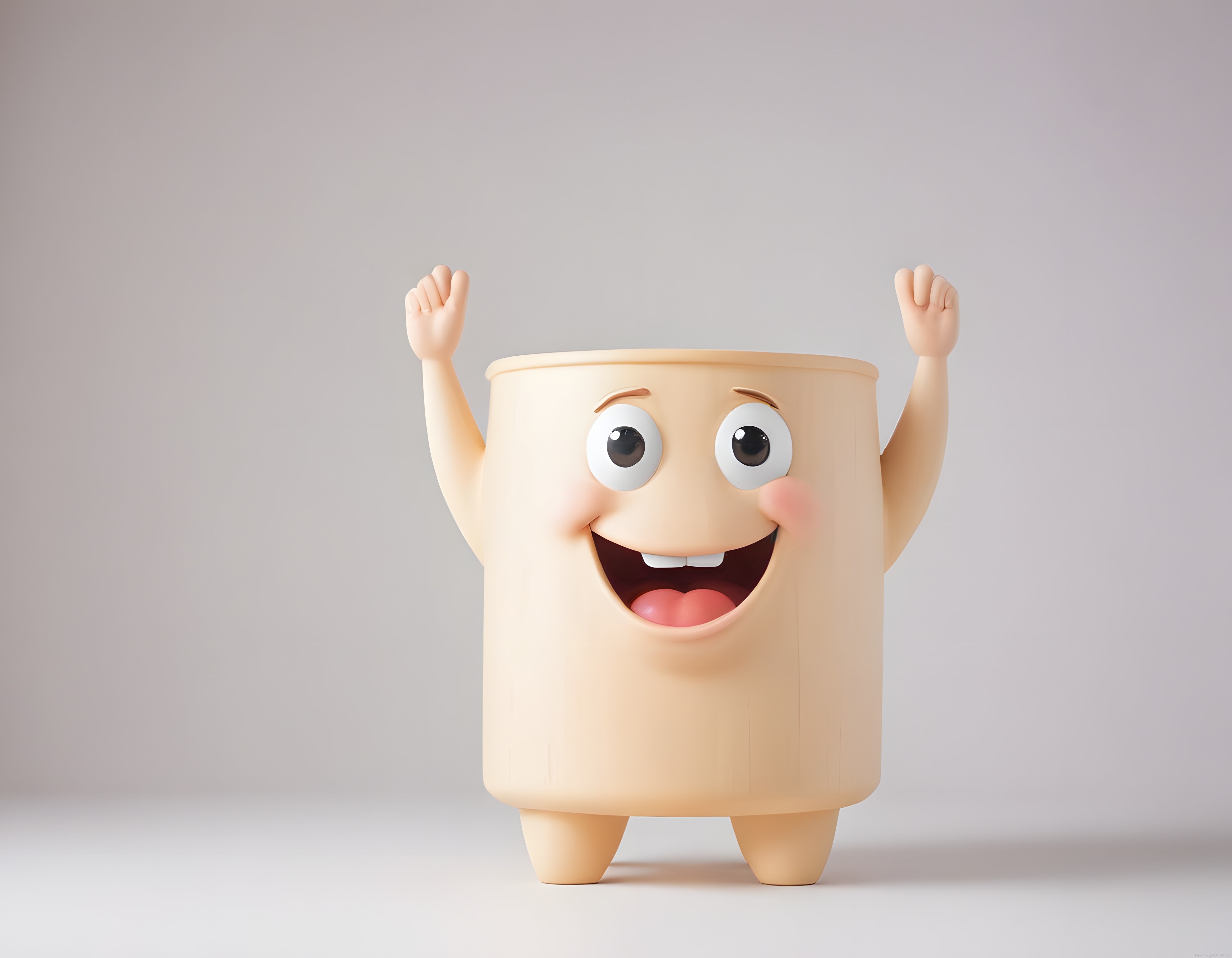 Sevimli Ağaç Kabuğu Temalı Neşeli 3D Karakter Tasarımı ve Mutlu Maskot