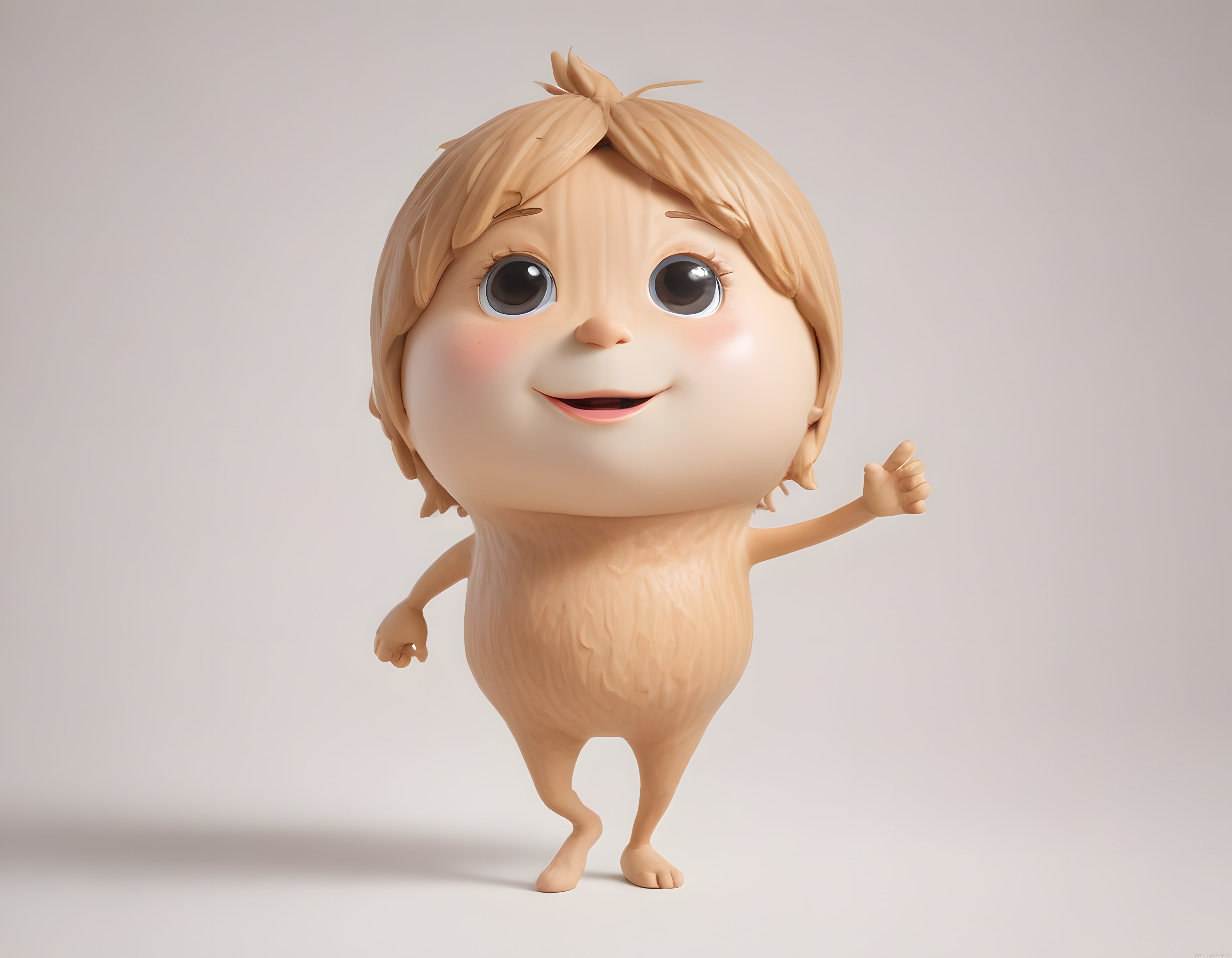 Sevimli Ahşap Dokulu 3D Animasyon Karakteri ve Minik Figür Tasarımı