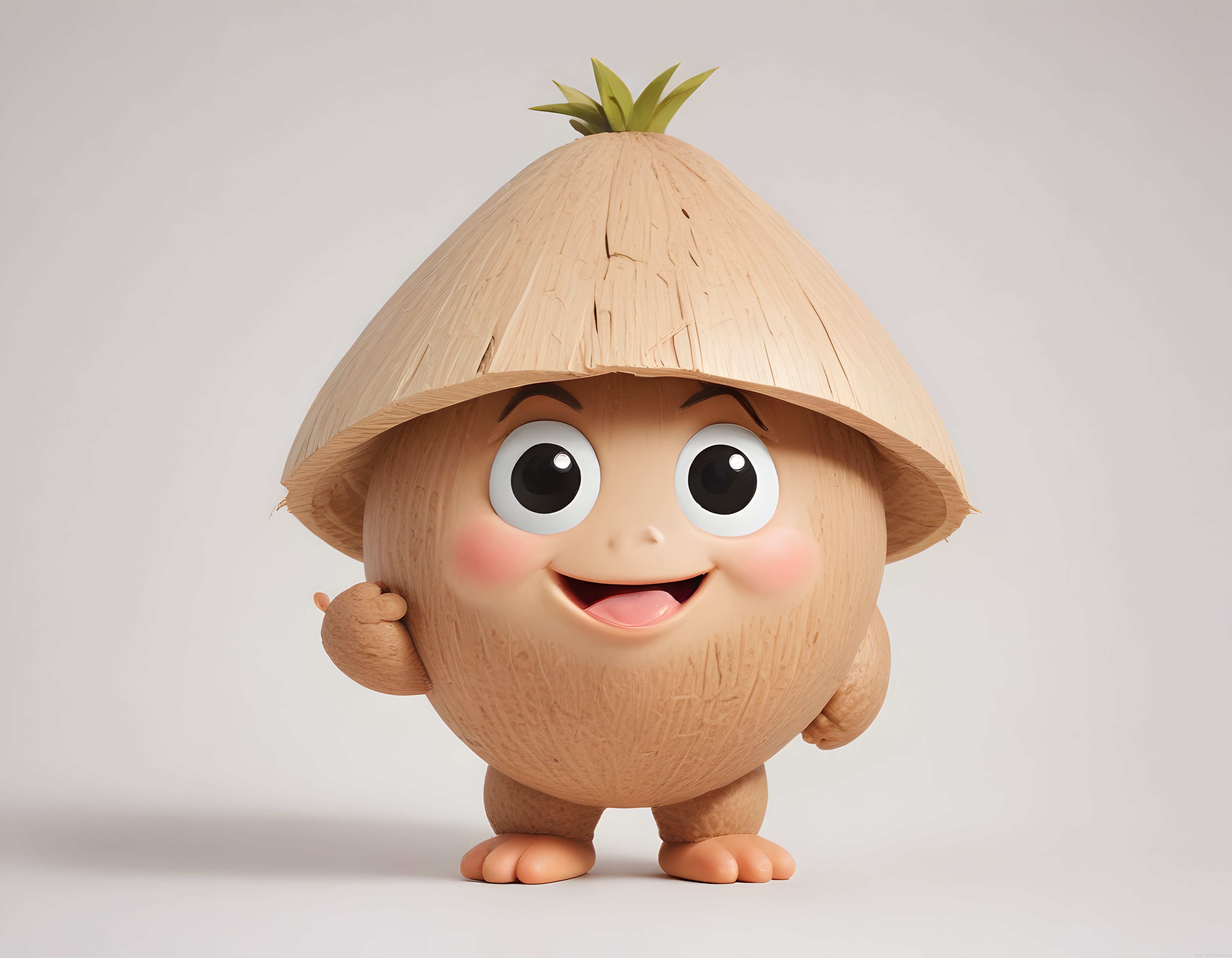 Sevimli Ahşap Dokulu 3D Karakter Tasarımı: Doğadan Esinlenmiş Masalsı Maskot