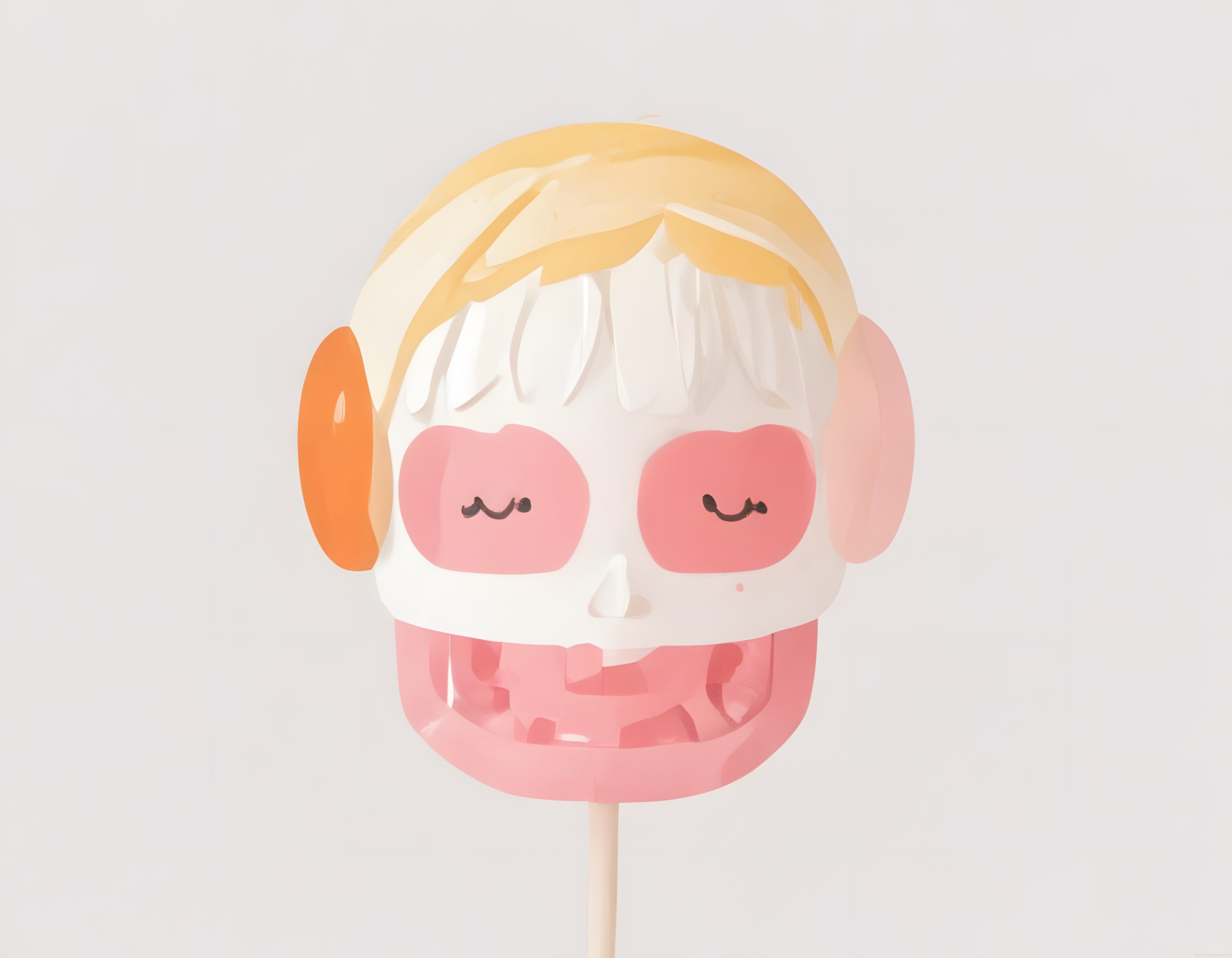 Sevimli Ama Ürkütücü 3D Lolipop Karakteri: Pastel Renklerde Dijital Sanat Eseri