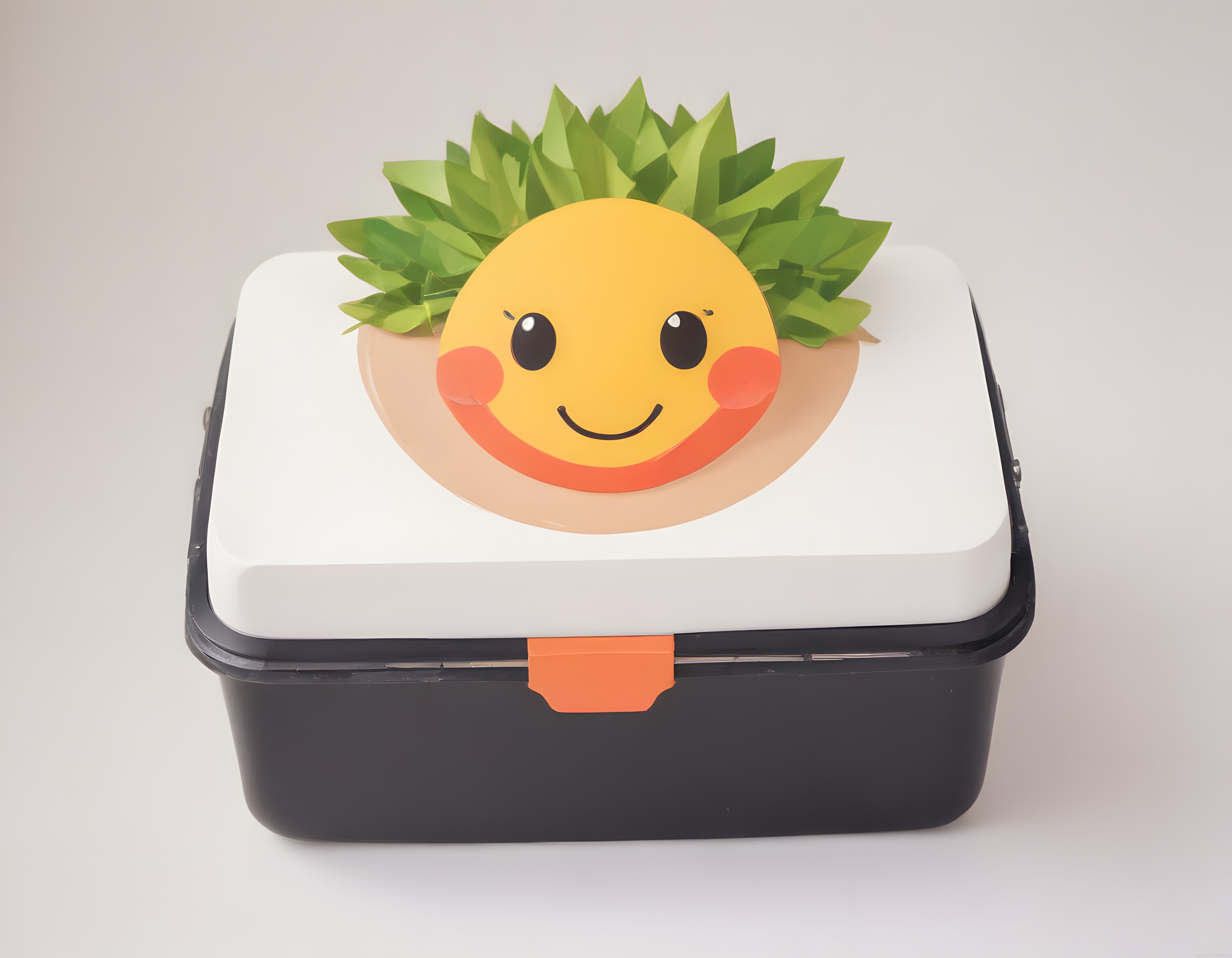 Sevimli Ananas Karakterli Siyah Beyaz Çocuk Beslenme Kabı Tasarımı