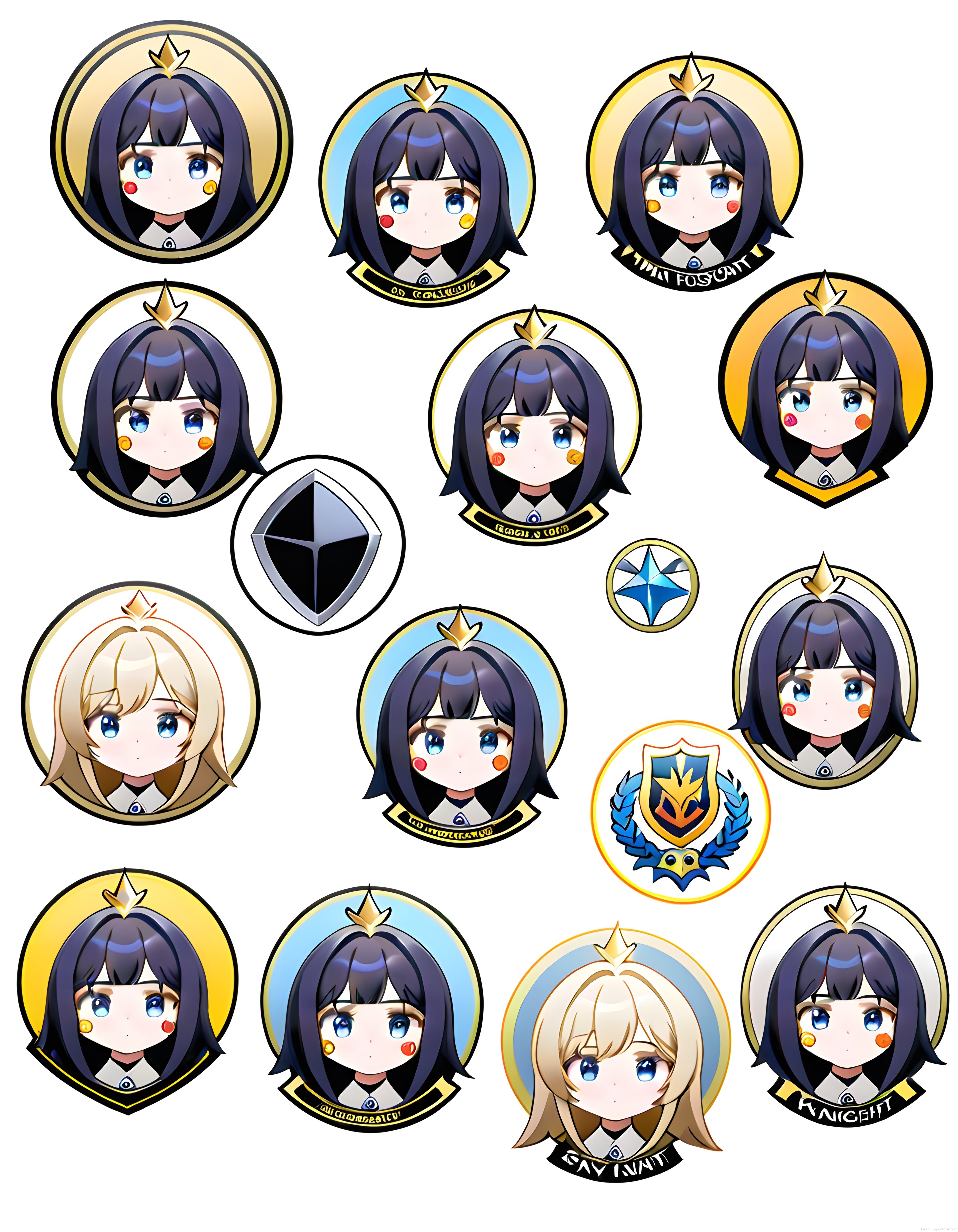 Sevimli Anime Chibi Karakter Avatarları ve Fantastik Oyun Rozeti Koleksiyonu