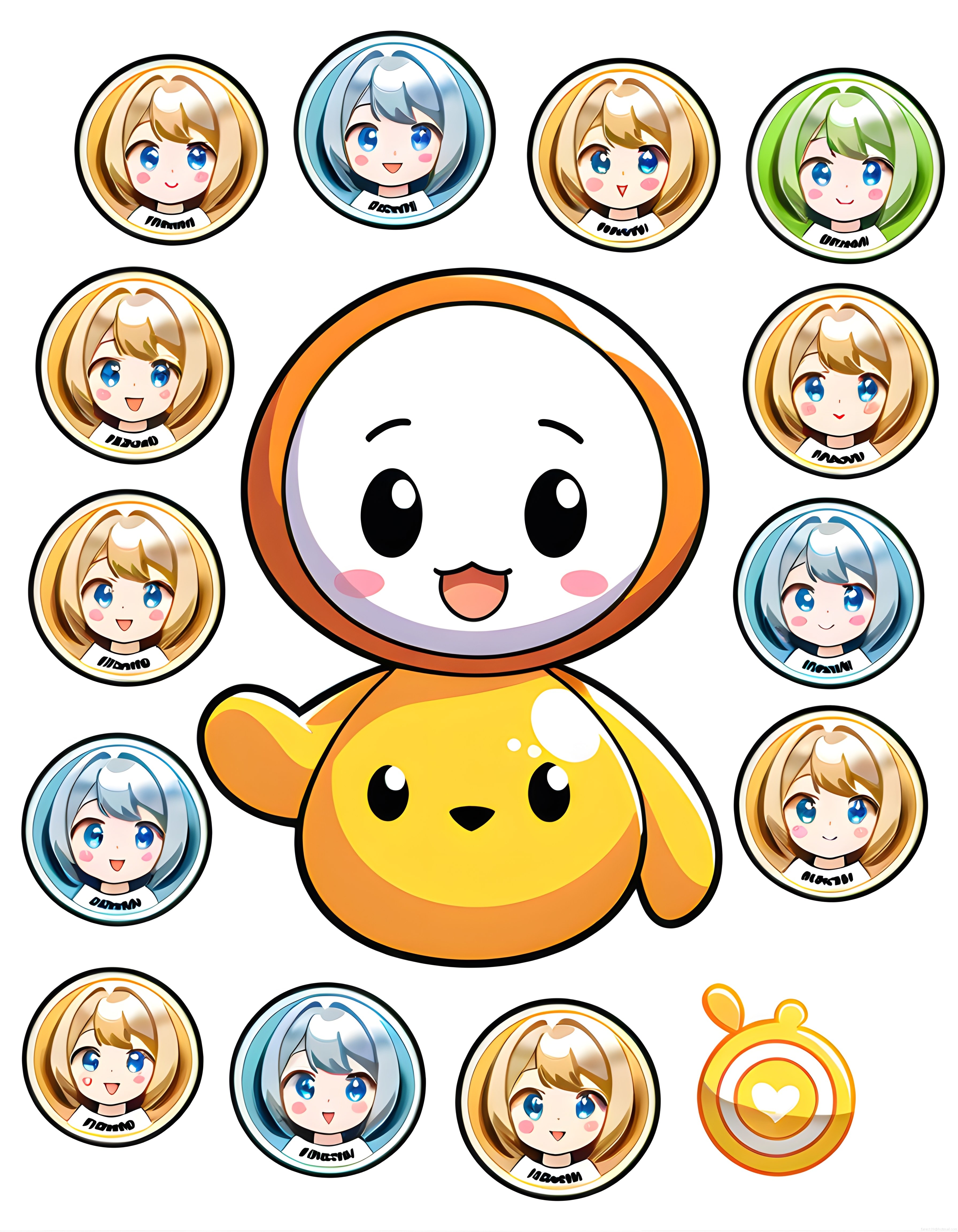 Sevimli Anime Karakterleri ve Maskot Çizimleriyle Renkli Dijital İllüstrasyon