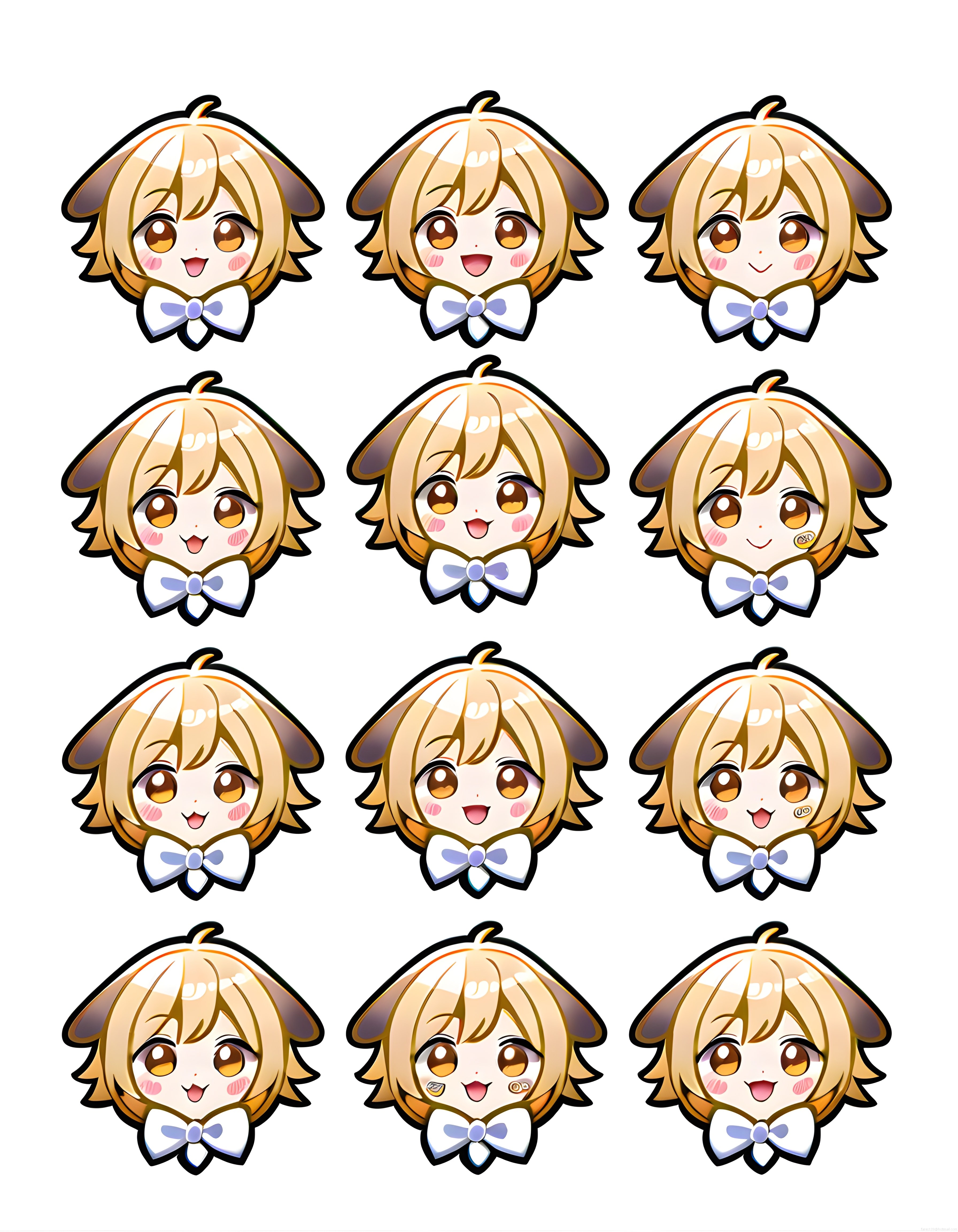 sevimli anime köpek kız chibi emoji seti tatlı ifadeler ve avatar tasarımları