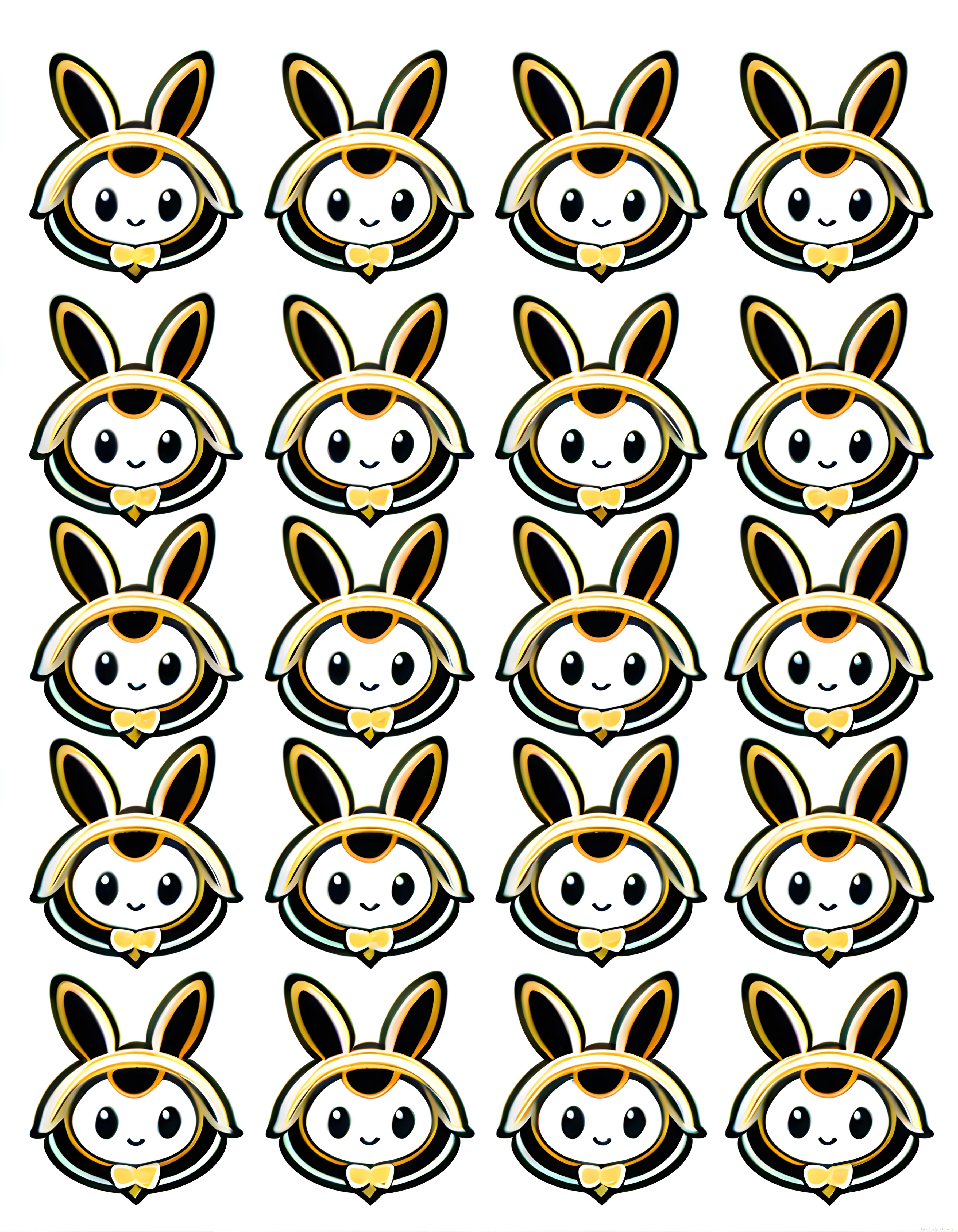 Sevimli arı kostümlü tavşan deseni dijital kawaii karakter çizimi
