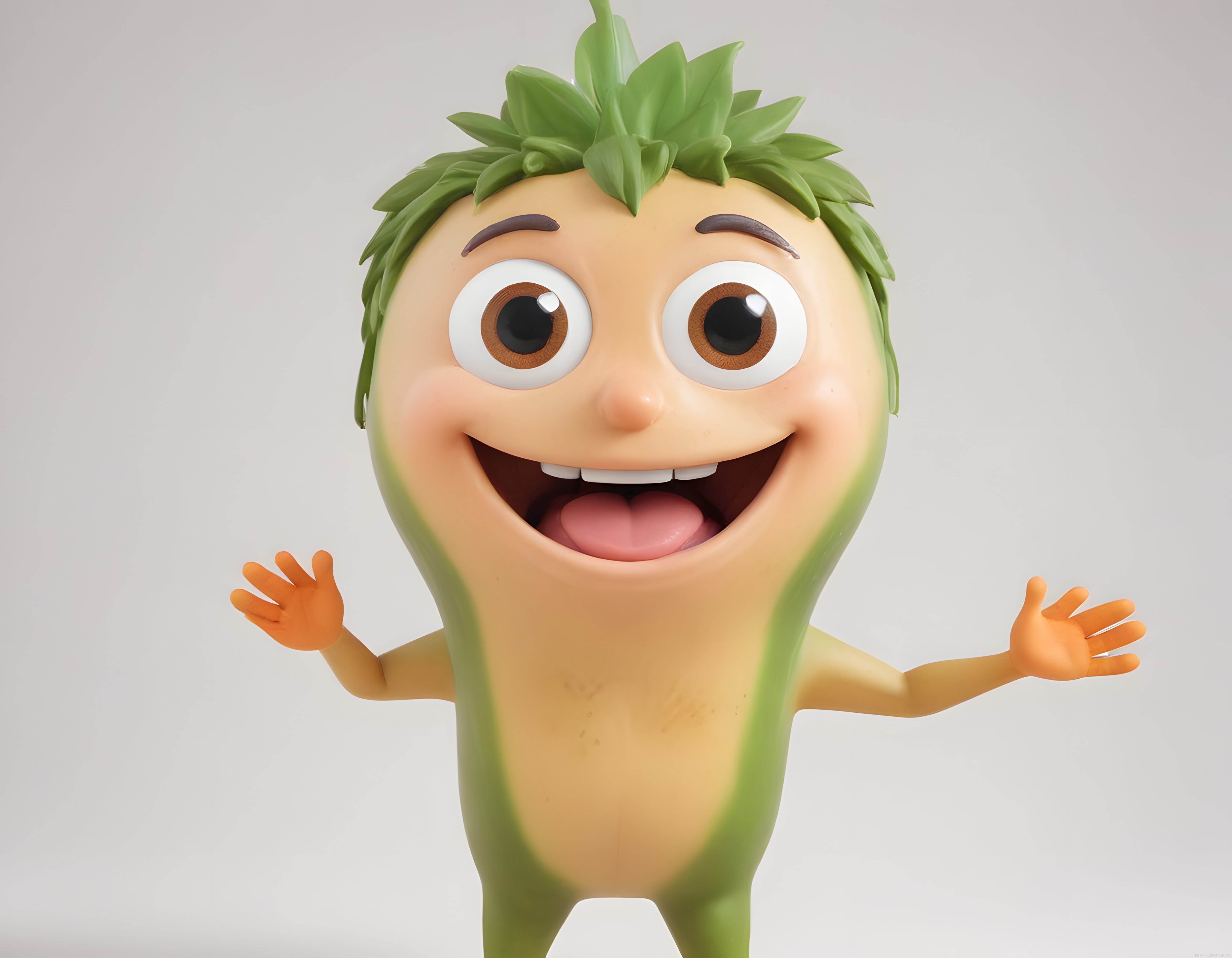 Sevimli Avokado Maskot: 3D Animasyonlu Neşeli Karakter Tasarımı