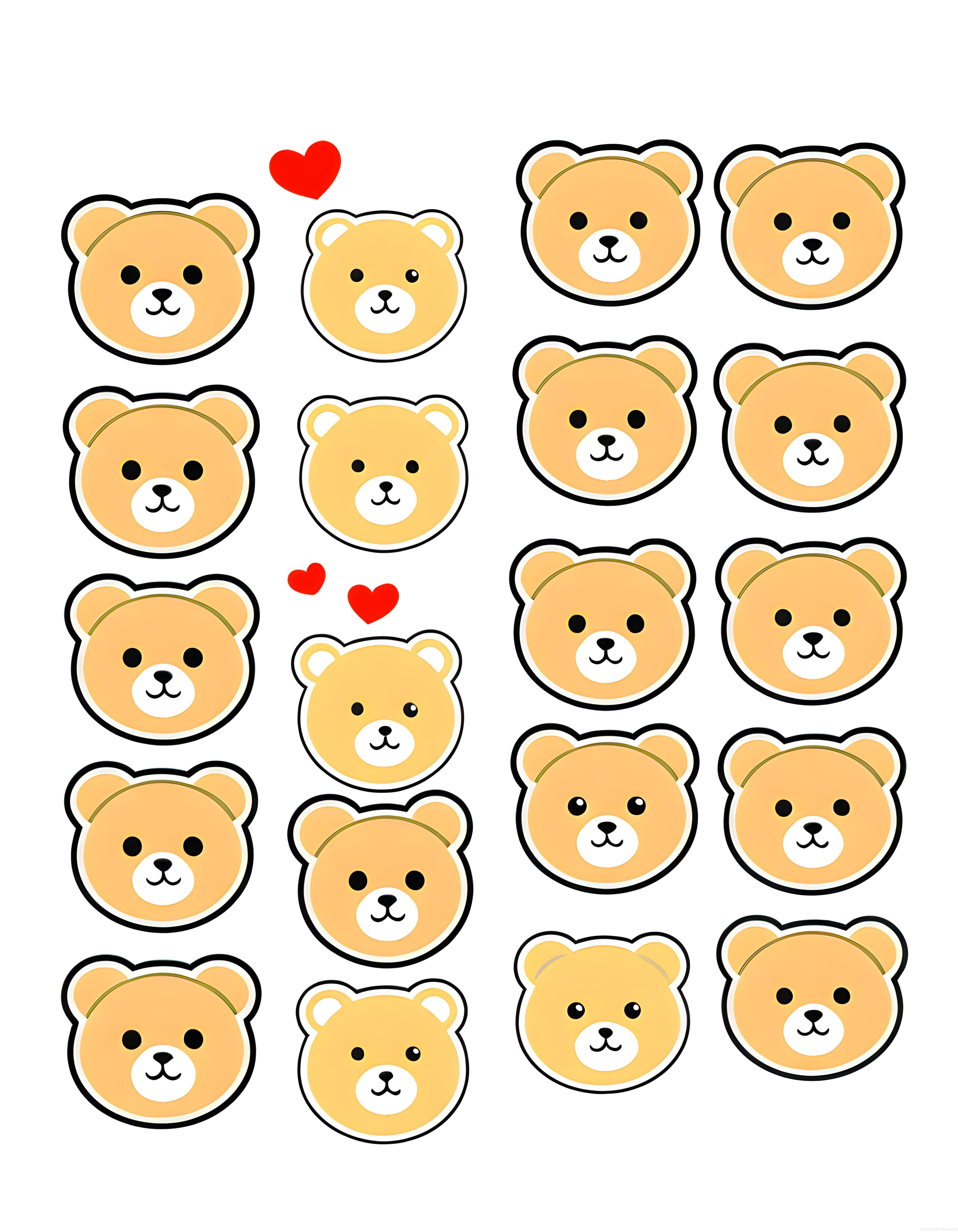 sevimli ayıcık yüz sticker seti çocuk odası dekorasyon ve kawaii çizim