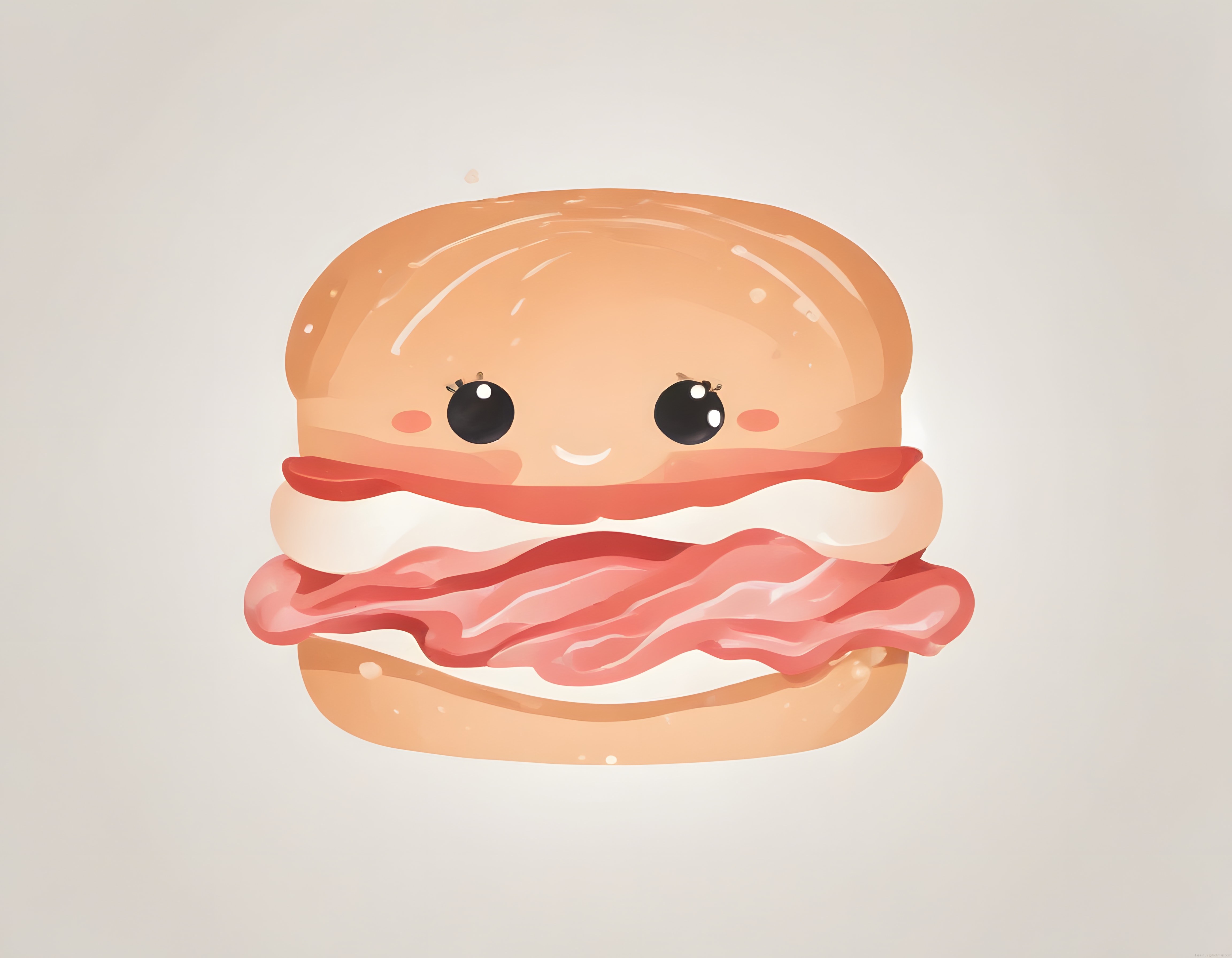 sevimli baconlu yumurta sandviçi kawaii tarzı mutlu burger karakteri