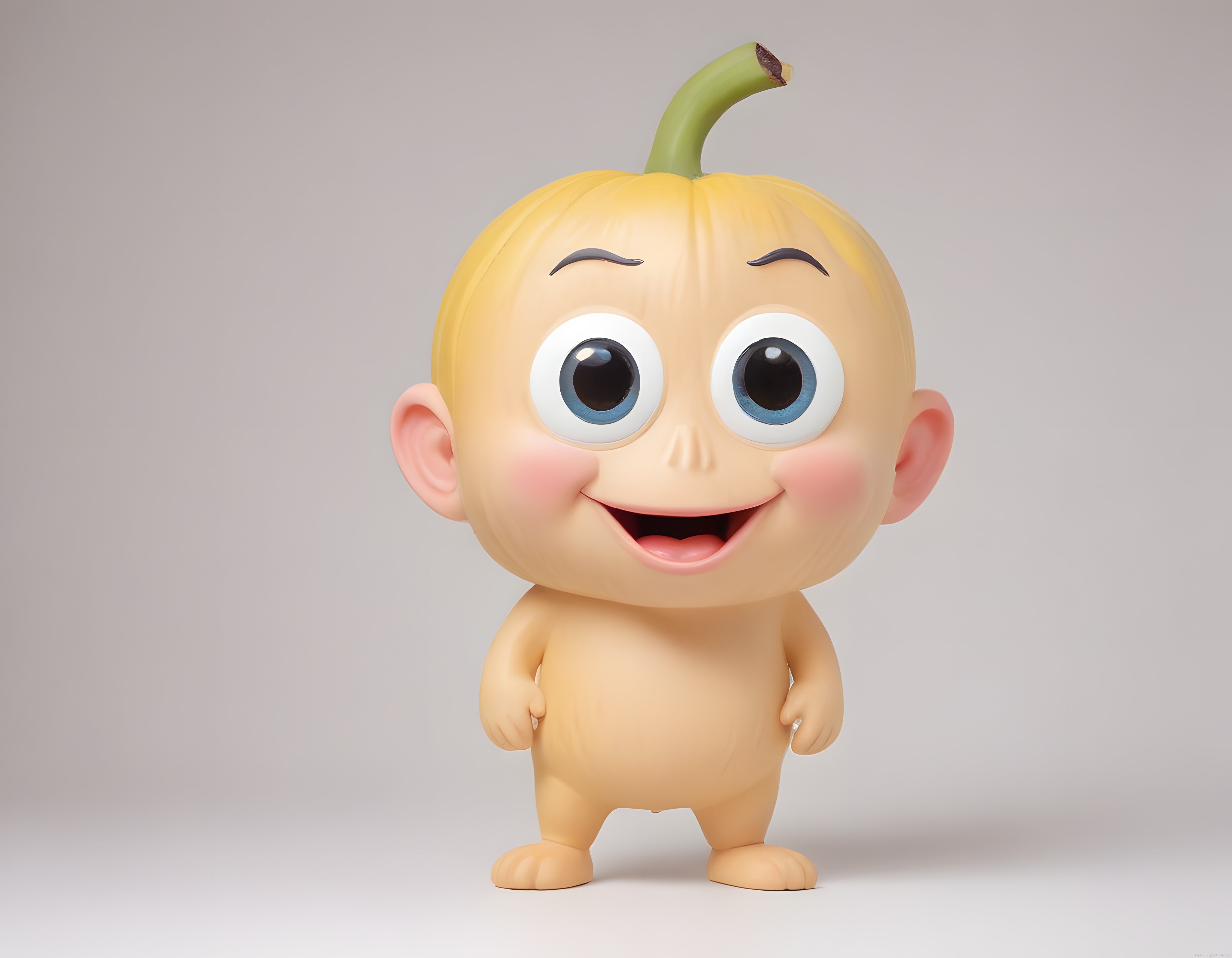 Sevimli Balkabağı Başlı 3D Animasyon Bebek ve Mutlu Karakter Tasarımı