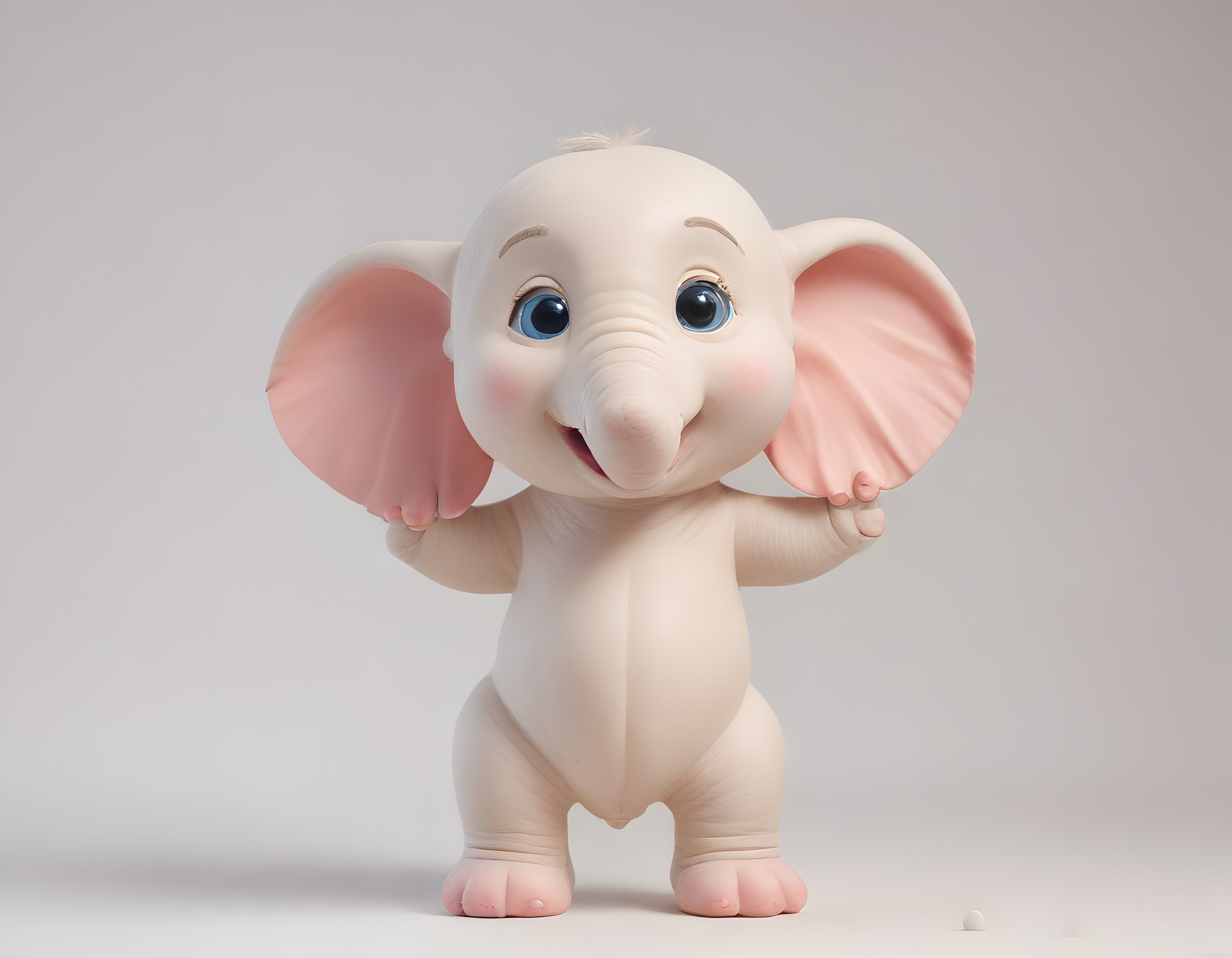 Sevimli Bebek Fil 3D Karakter Tasarımı ve Pembe Detaylı Animasyon Figürü