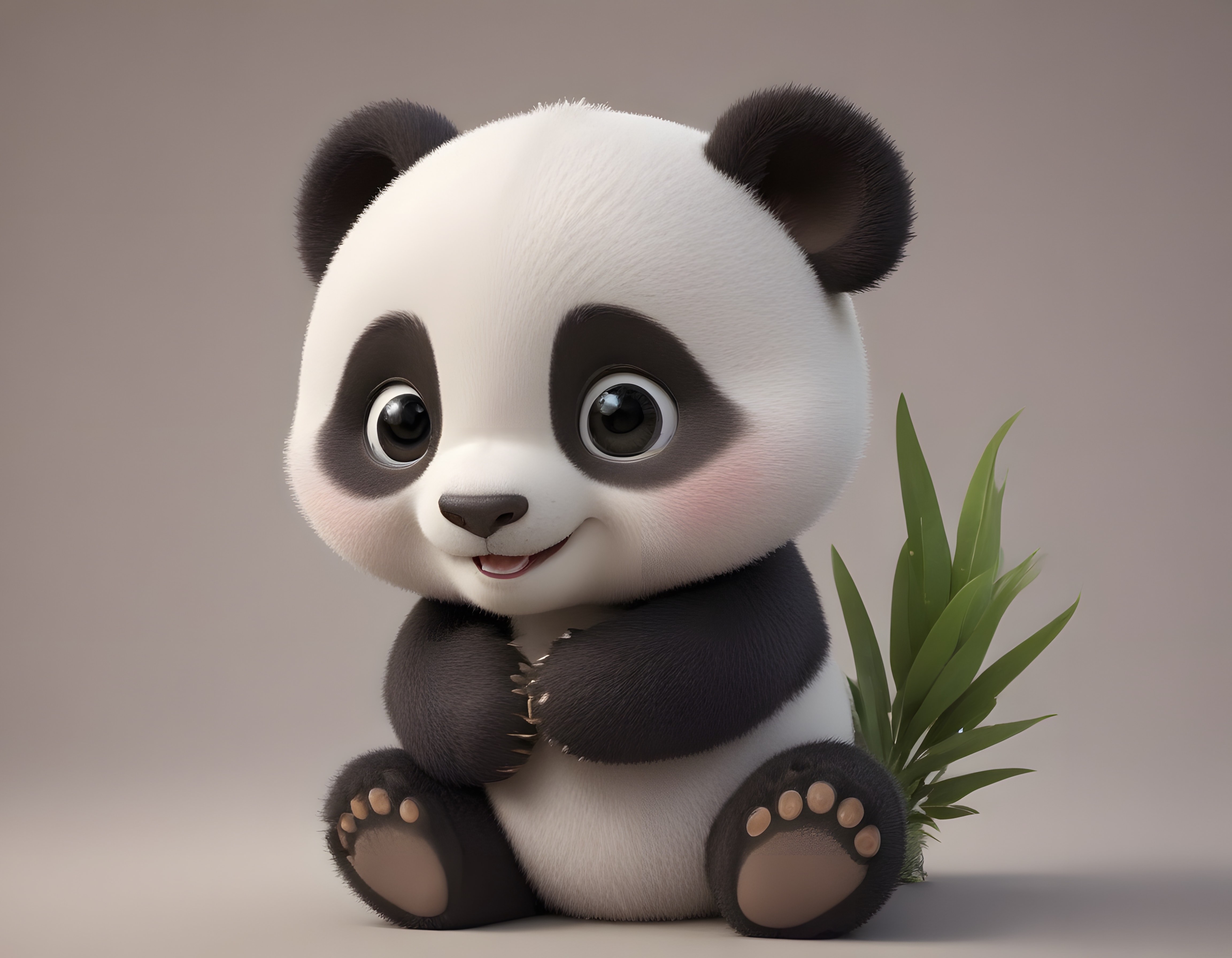 Sevimli Bebek Panda Karakterinin Yumuşak Tüylü ve Masum 3D Animasyon Görseli
