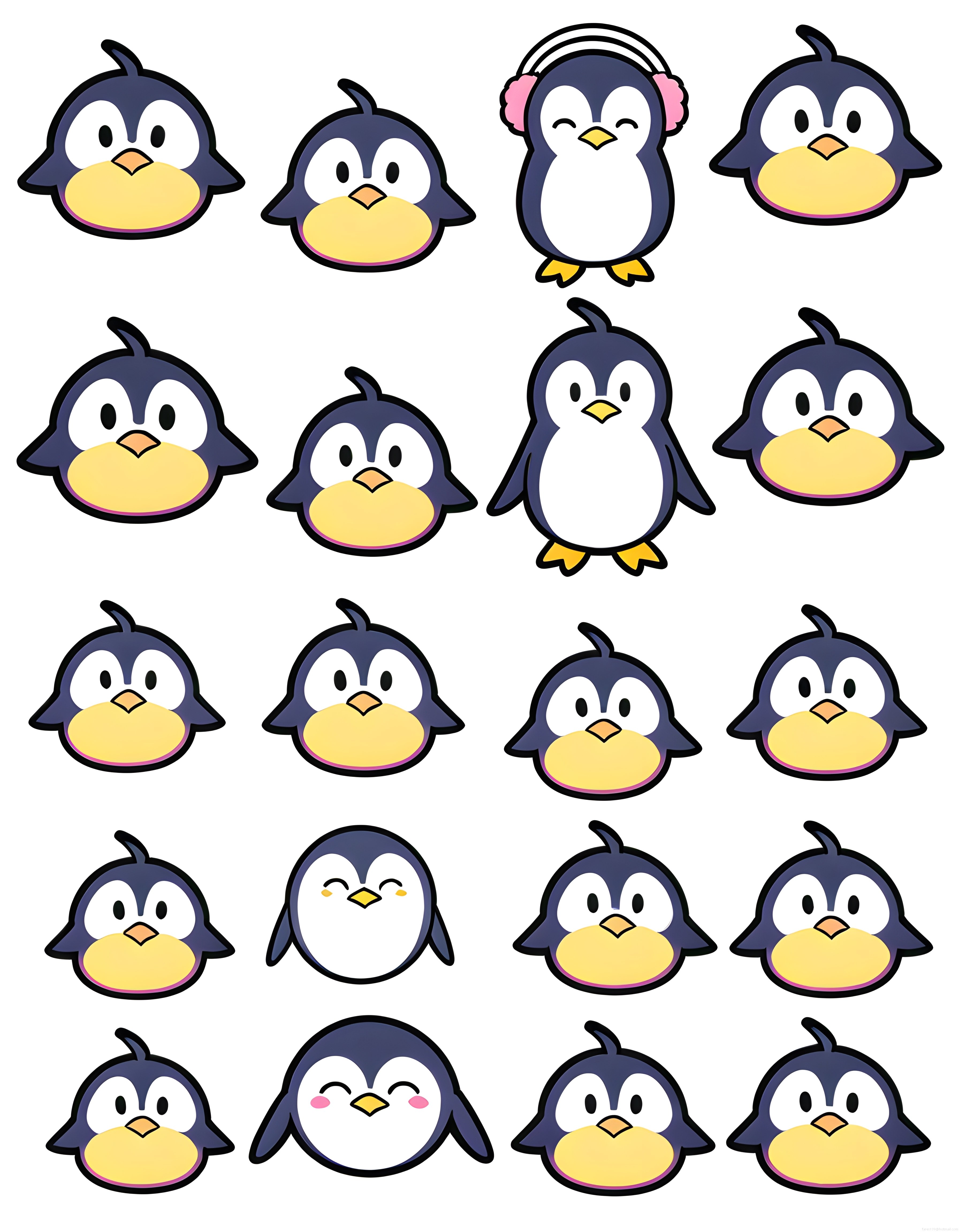Sevimli Bebek Penguen Çizimleri: Karakter Seti ve Dijital Sticker Koleksiyonu