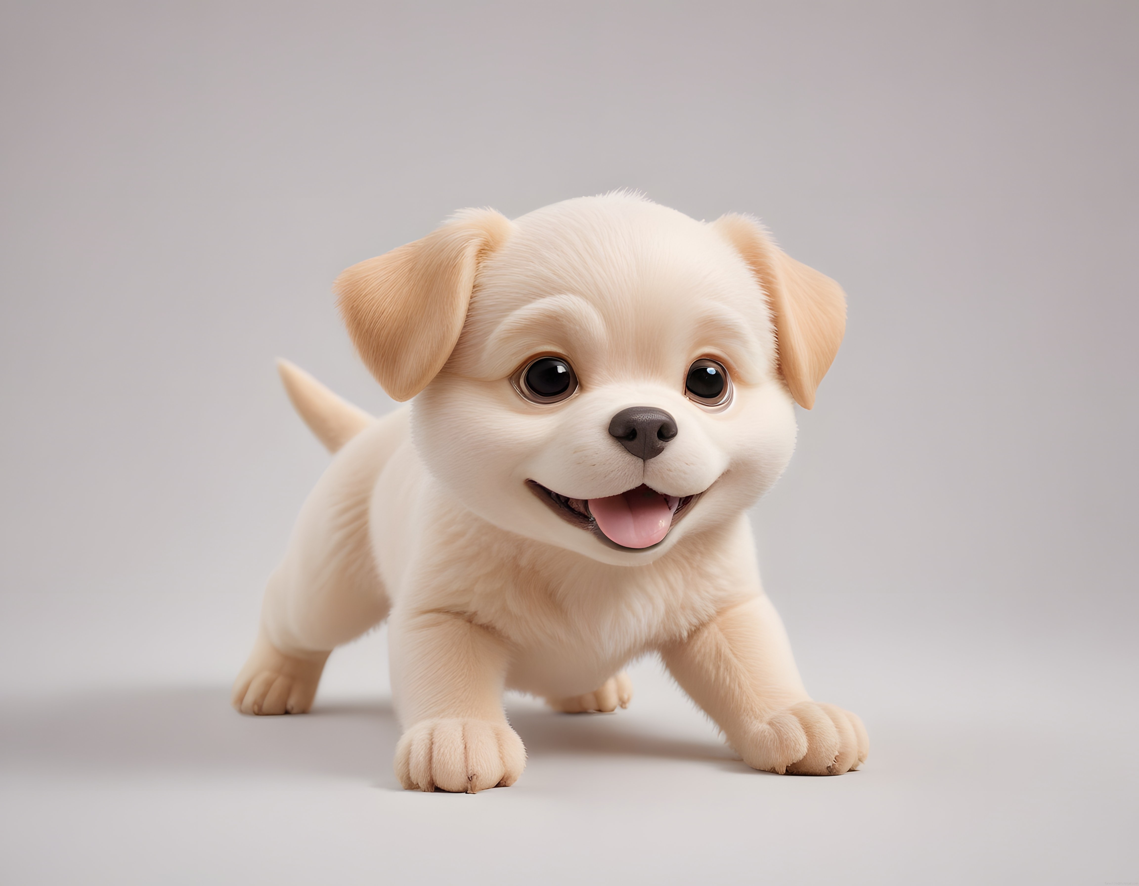 Sevimli Bej Yavru Köpek: Büyük Gözlü 3D Animasyon Karakteri