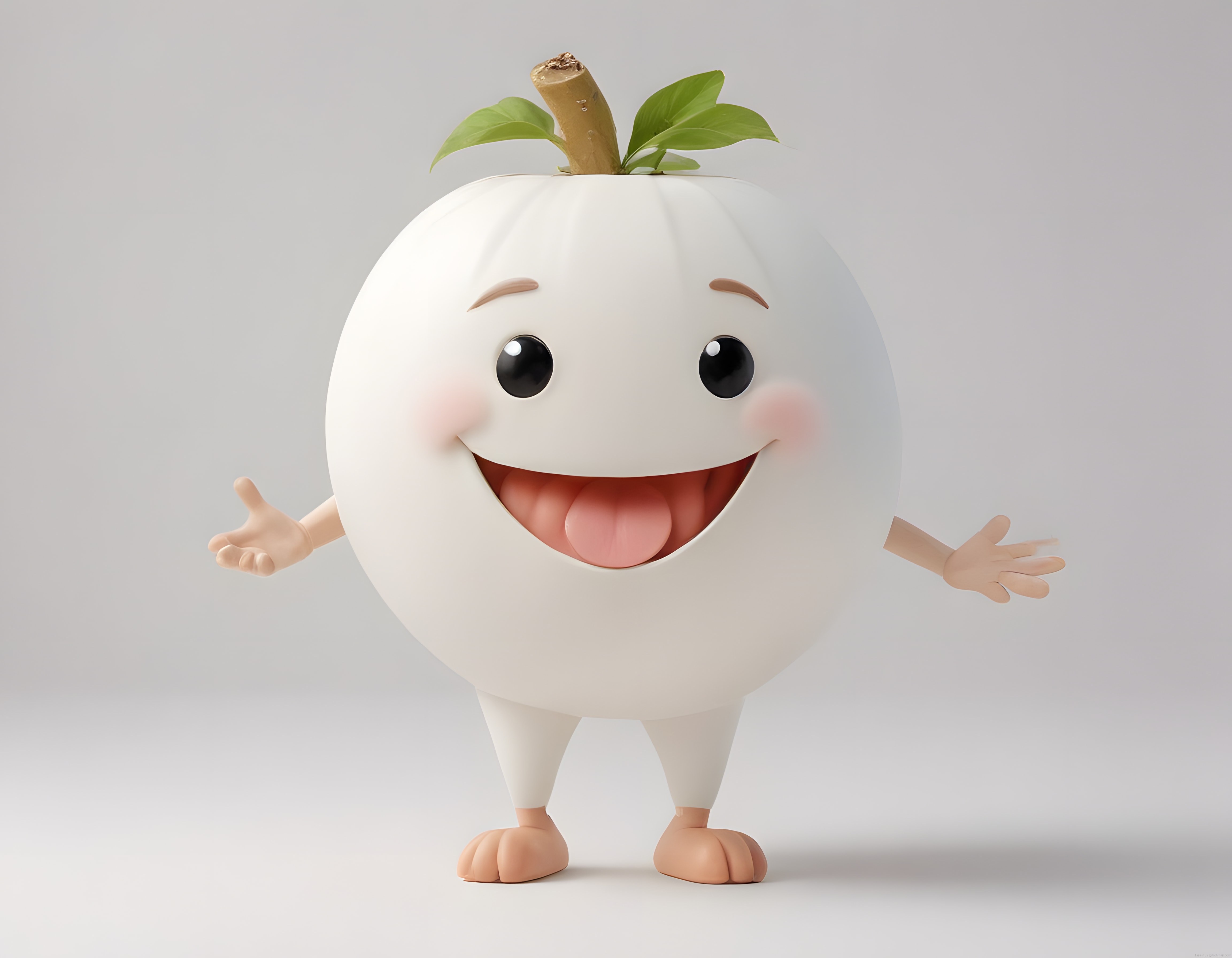 Sevimli Beyaz 3D Karikatür Karakter ve Neşeli Animasyon Maskot Tasarımı