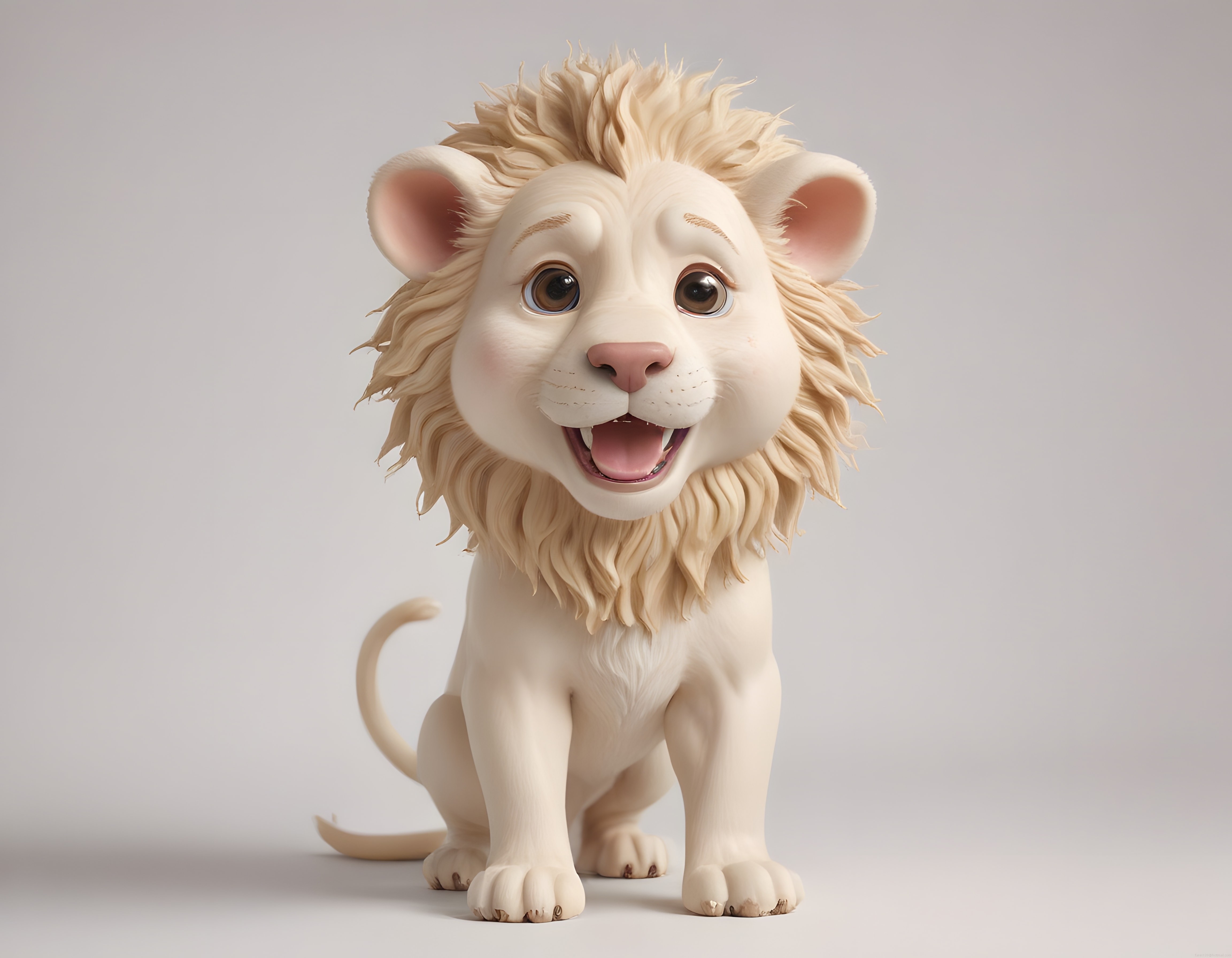 Sevimli Beyaz Aslan Yavrusu 3D Animasyonlu Karakter Tasarımı