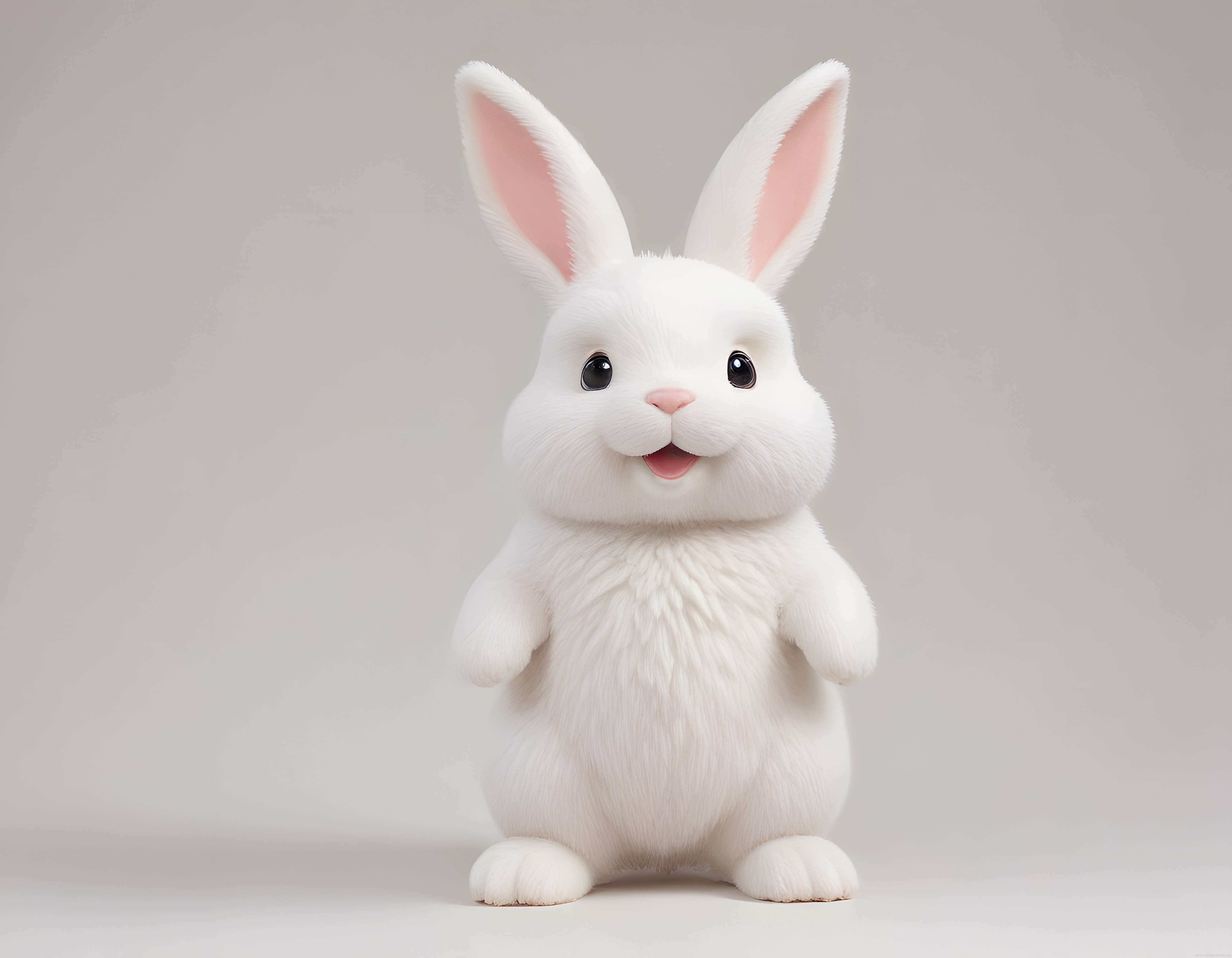 Sevimli Beyaz Tavşan Karakteri: 3D Animasyonlu Peluş Figür Tasarımı