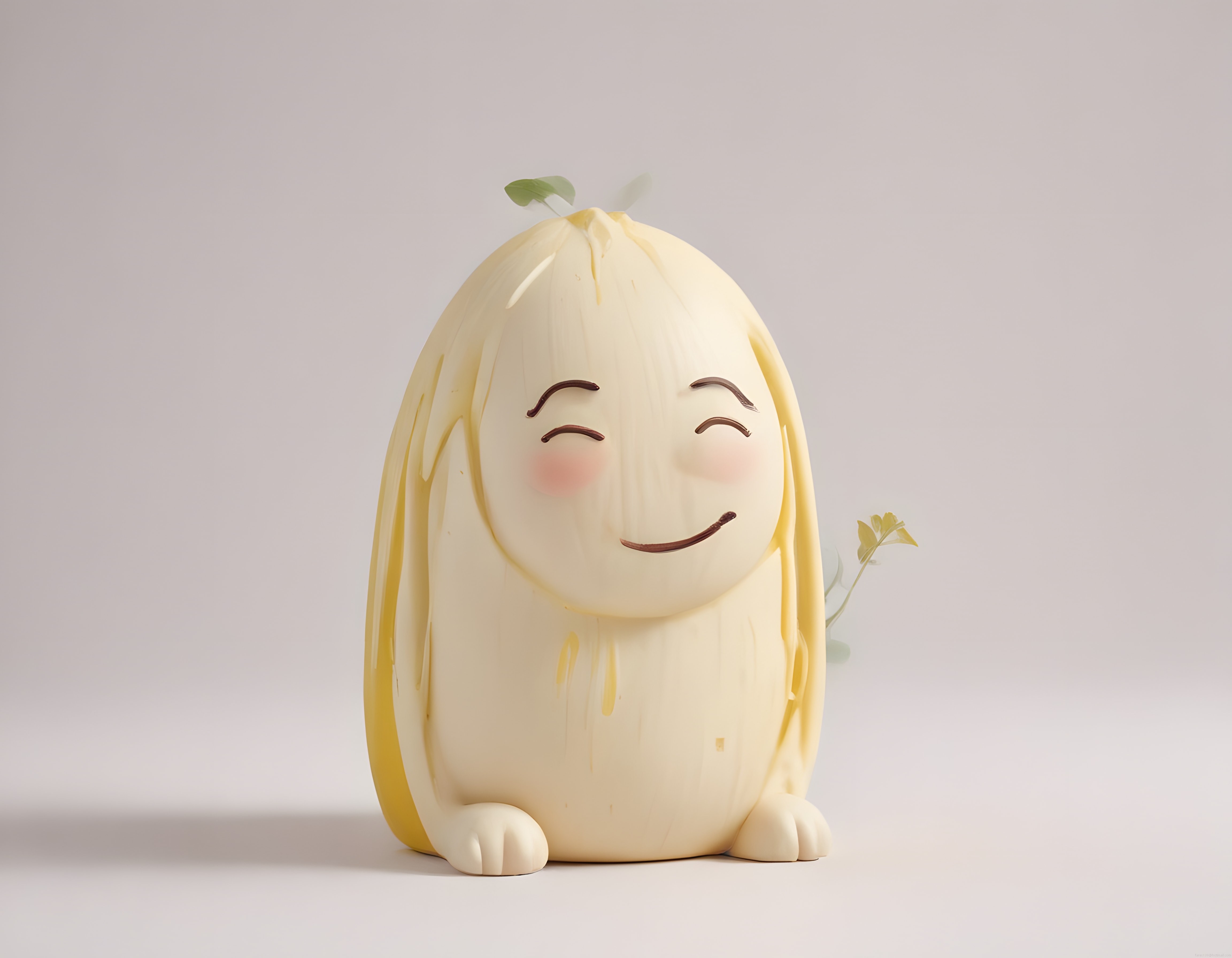 Sevimli Beyaz Turp Karakteri 3D Render: Minimalist Kawaii Stil Dijital Sanat