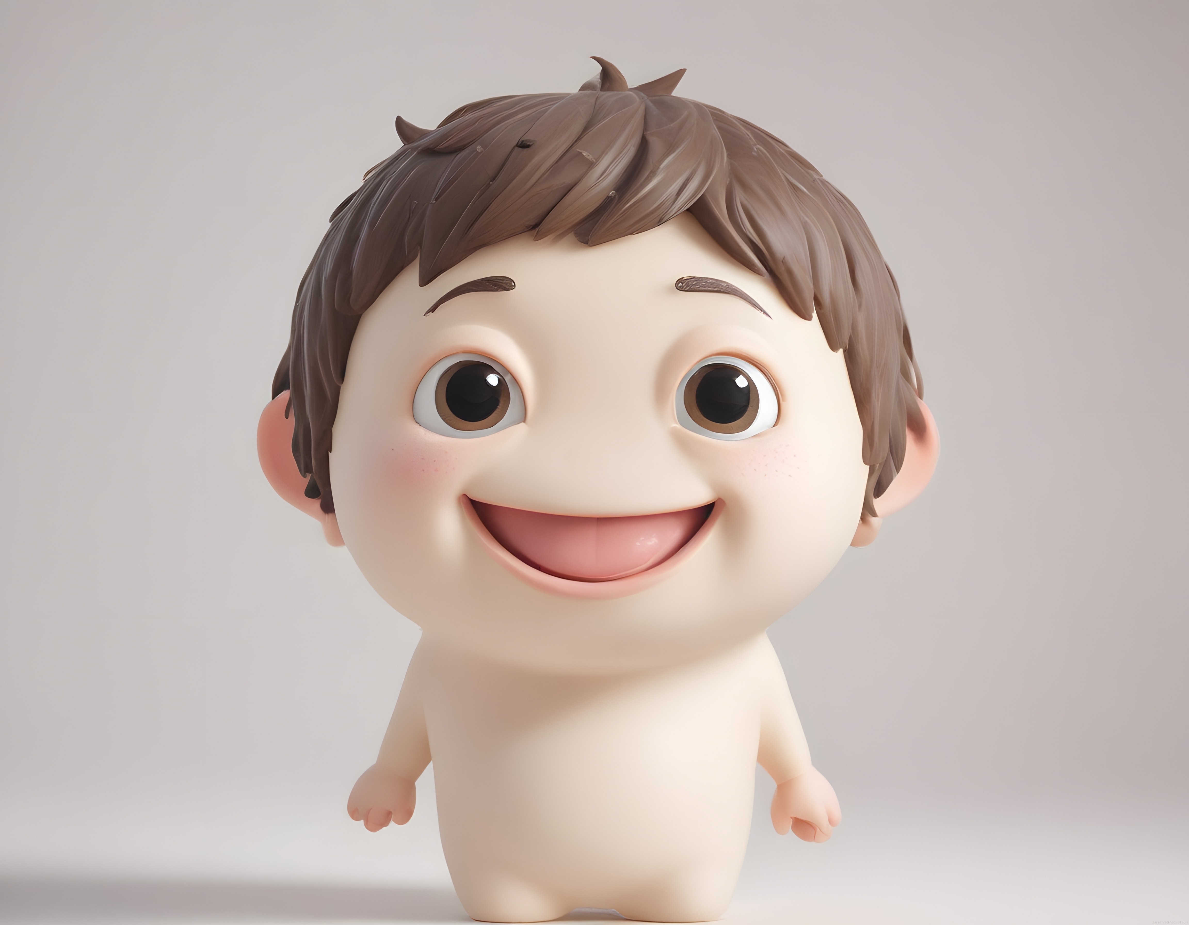 Sevimli Büyük Kafalı 3D Bebek Karakteri ve Gülümseyen Çizgi Film Figürü