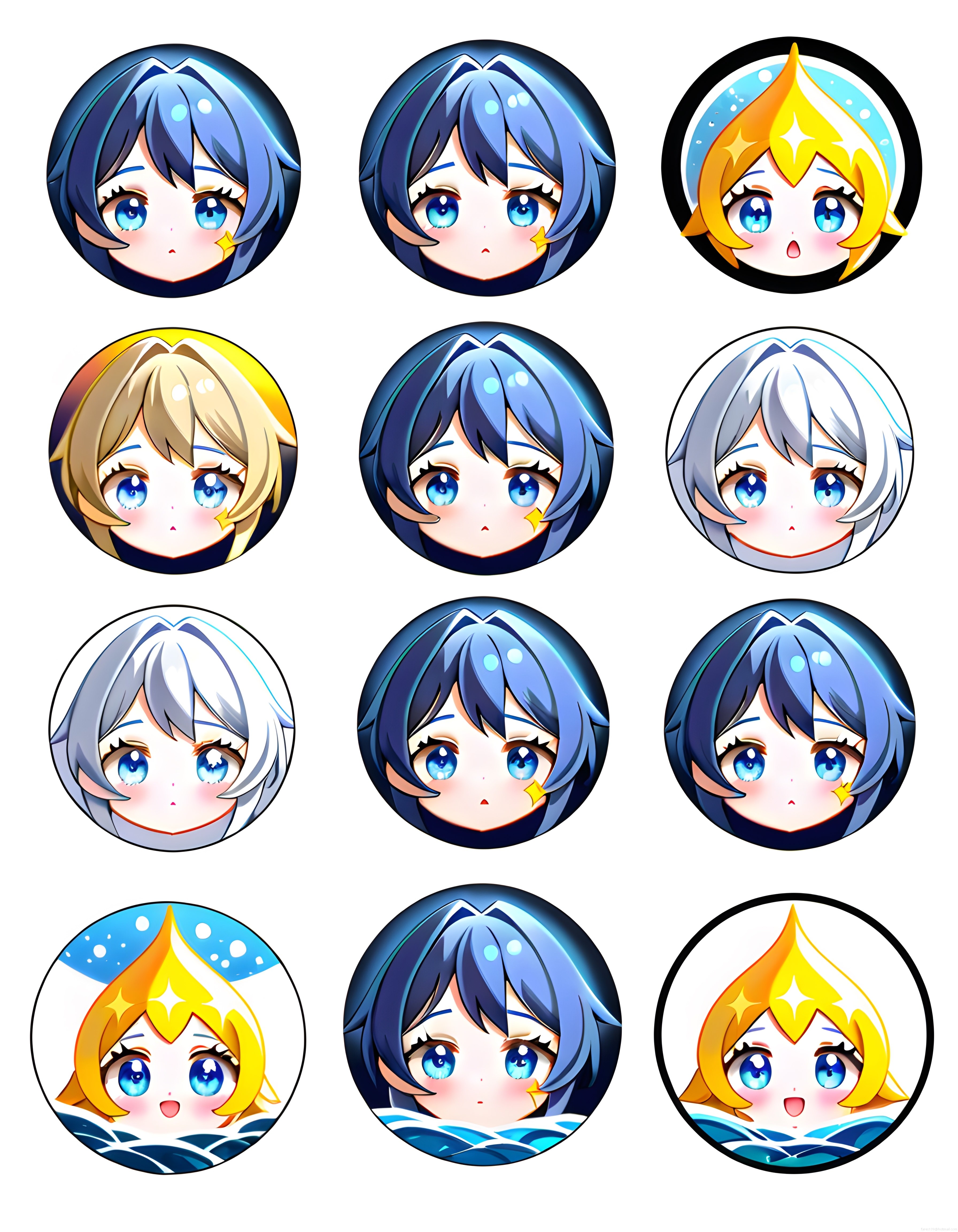 Sevimli Chibi Anime Karakter Avatarları Dijital Sanat Koleksiyonu