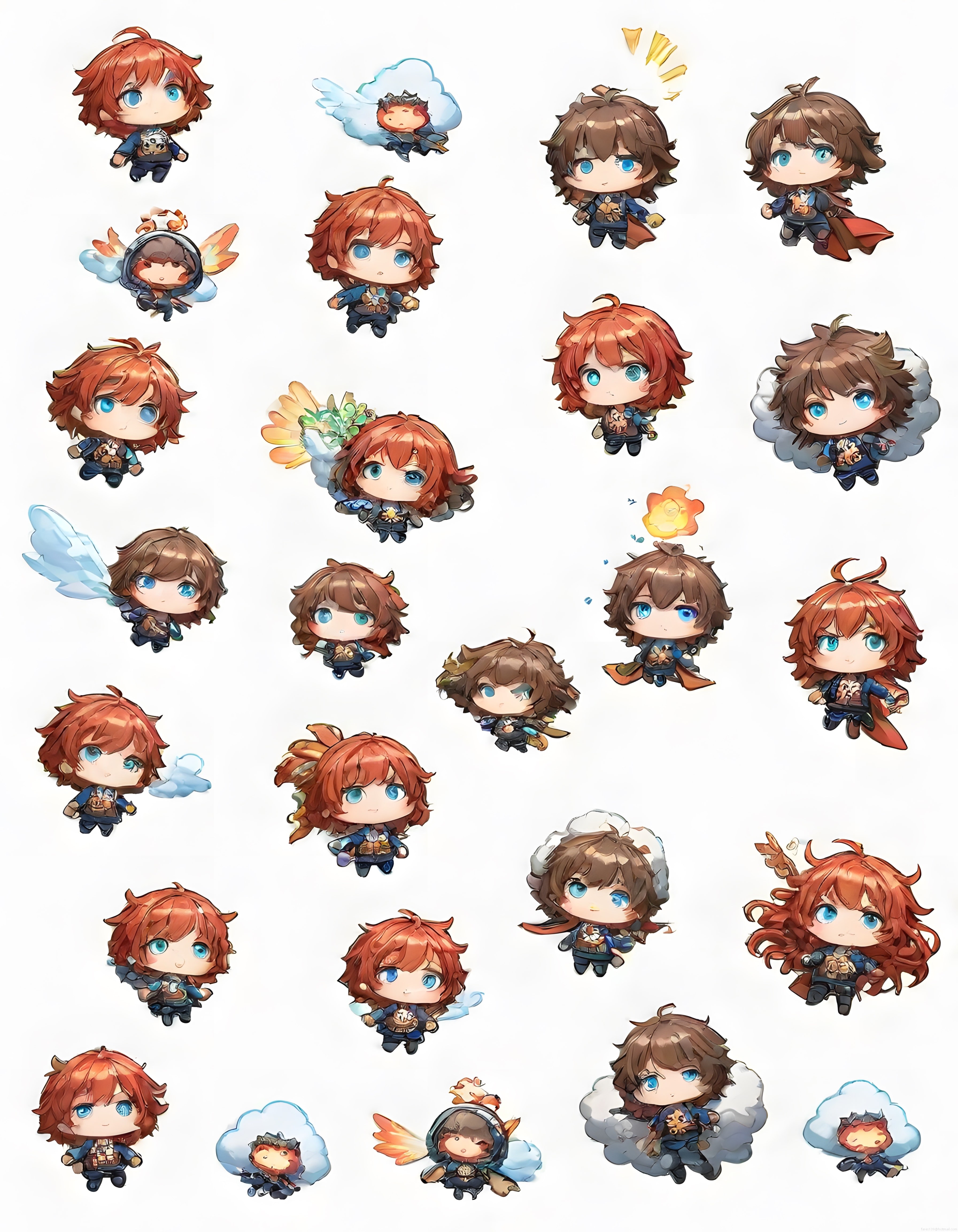 Sevimli Chibi Anime Karakter Koleksiyonu: Fantastik Dijital Sticker ve Avatar Seti