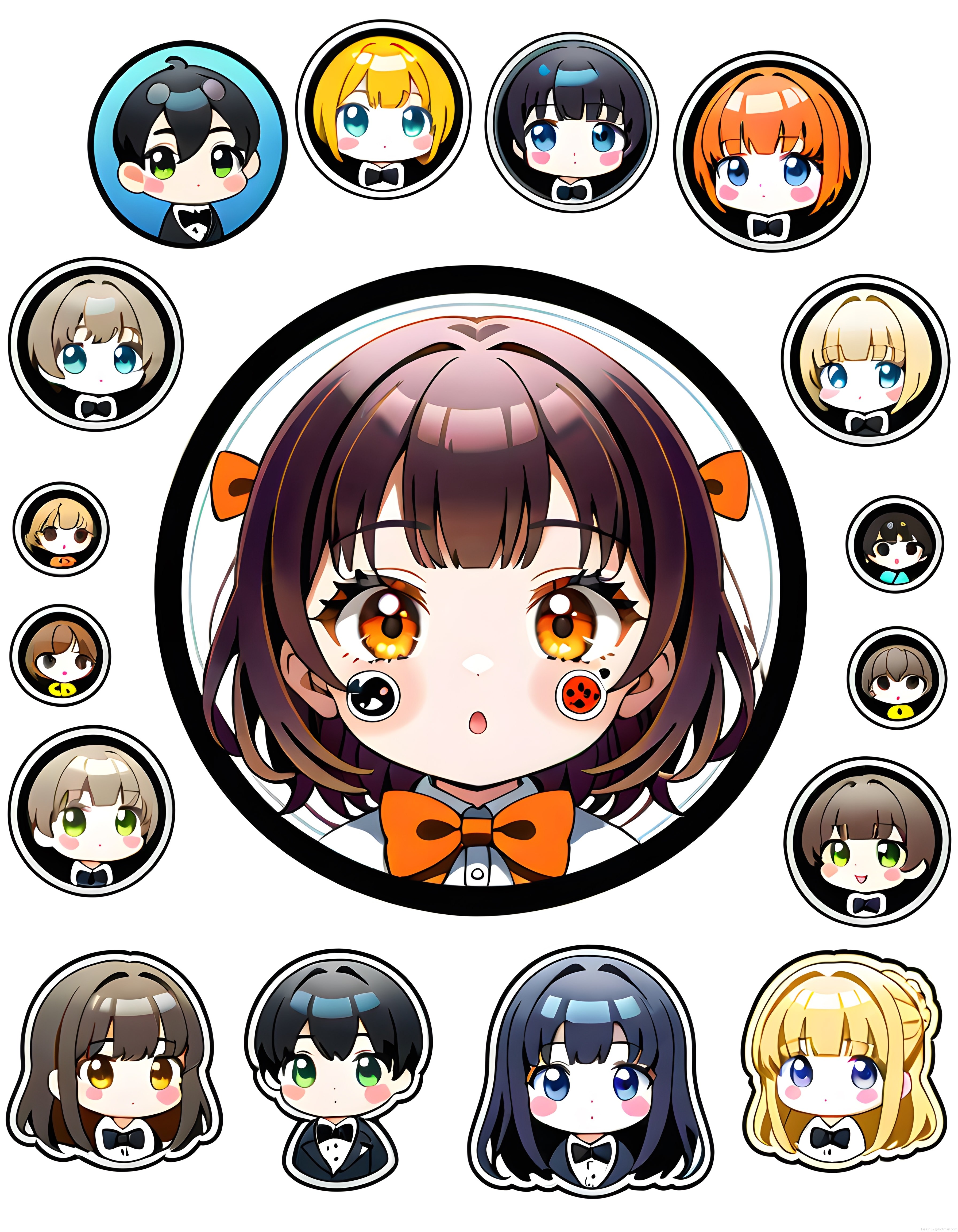 Sevimli Chibi Anime Karakter Koleksiyonu ve Renkli Dijital Kawaii Avatar Seti