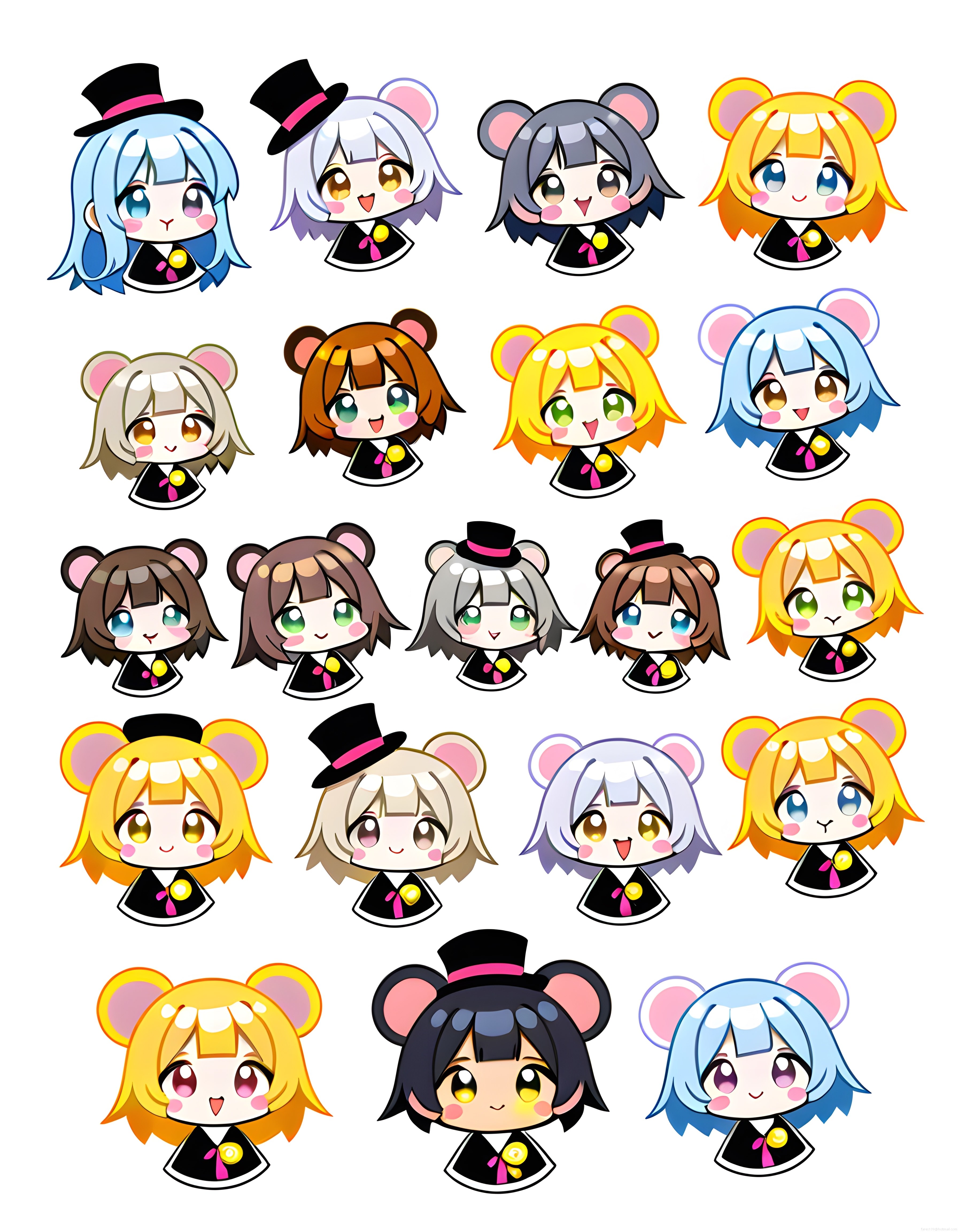 Sevimli Chibi Anime Kız Karakterleri ve Ayı Kulaklı Avatar Koleksiyonu