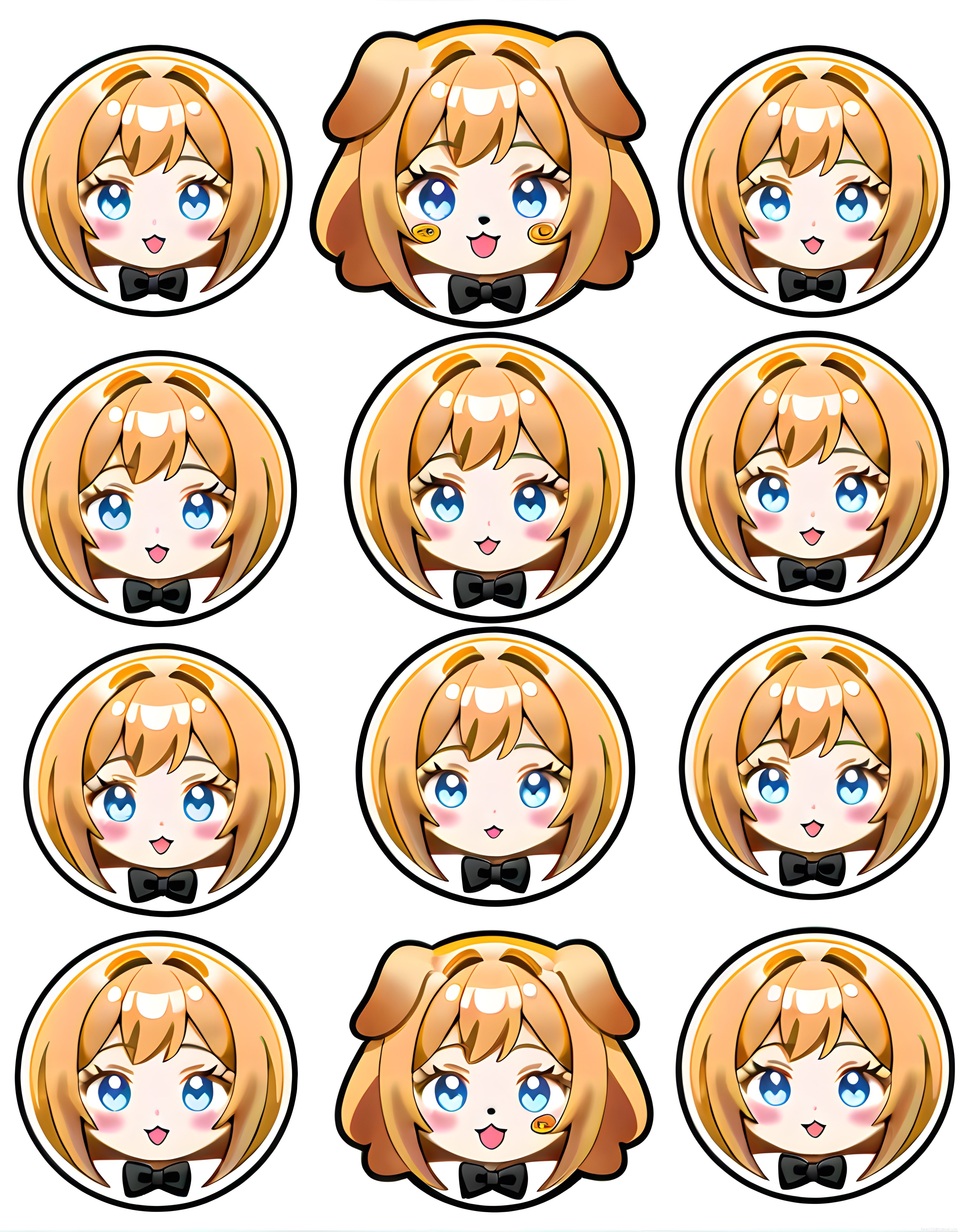 Sevimli Chibi Anime Kız Karakterleri ve Farklı Yüz İfadeleri Avatar Seti