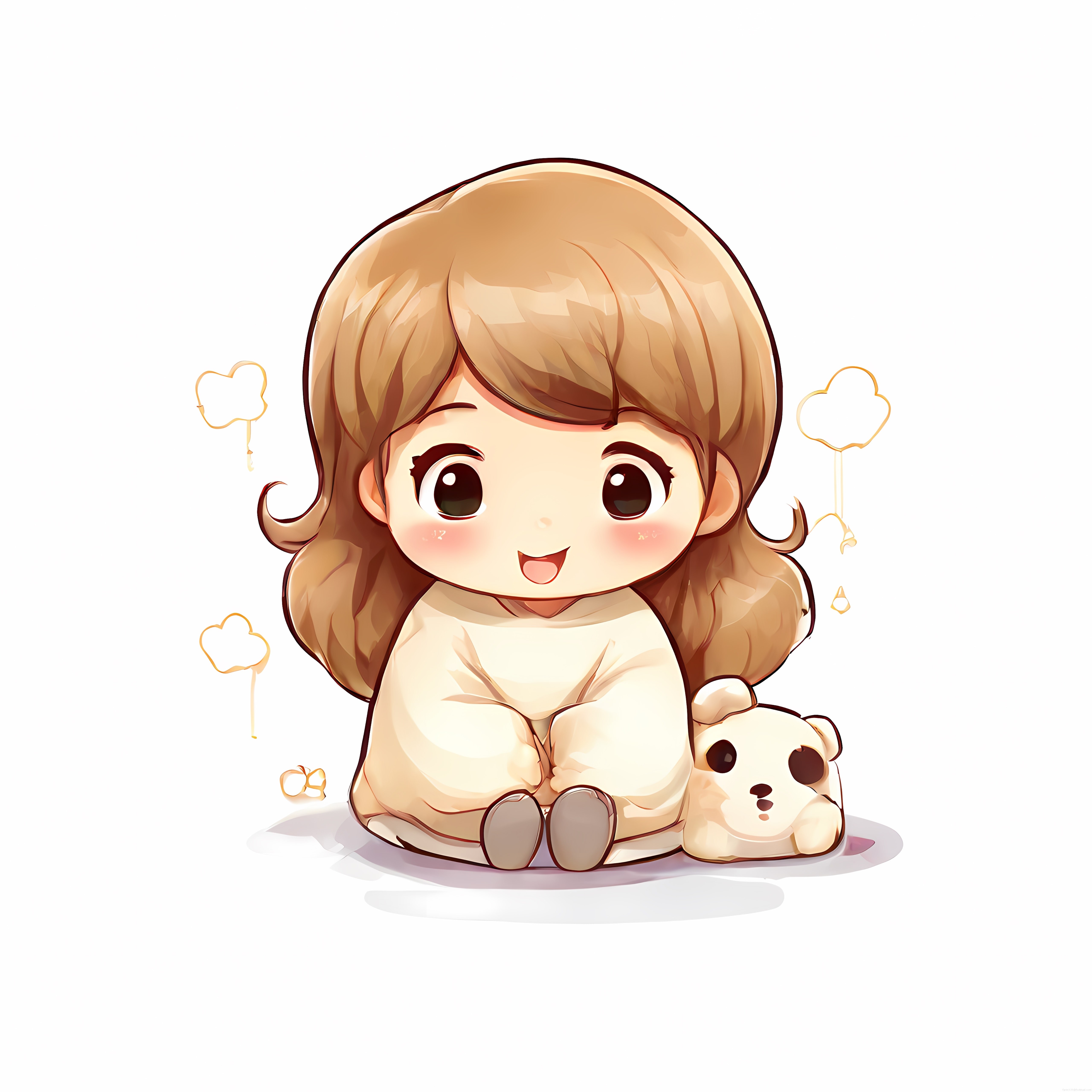 Sevimli Chibi Anime Kız ve Oyuncak Ayısıyla Masum Dijital Karakter Tasarımı