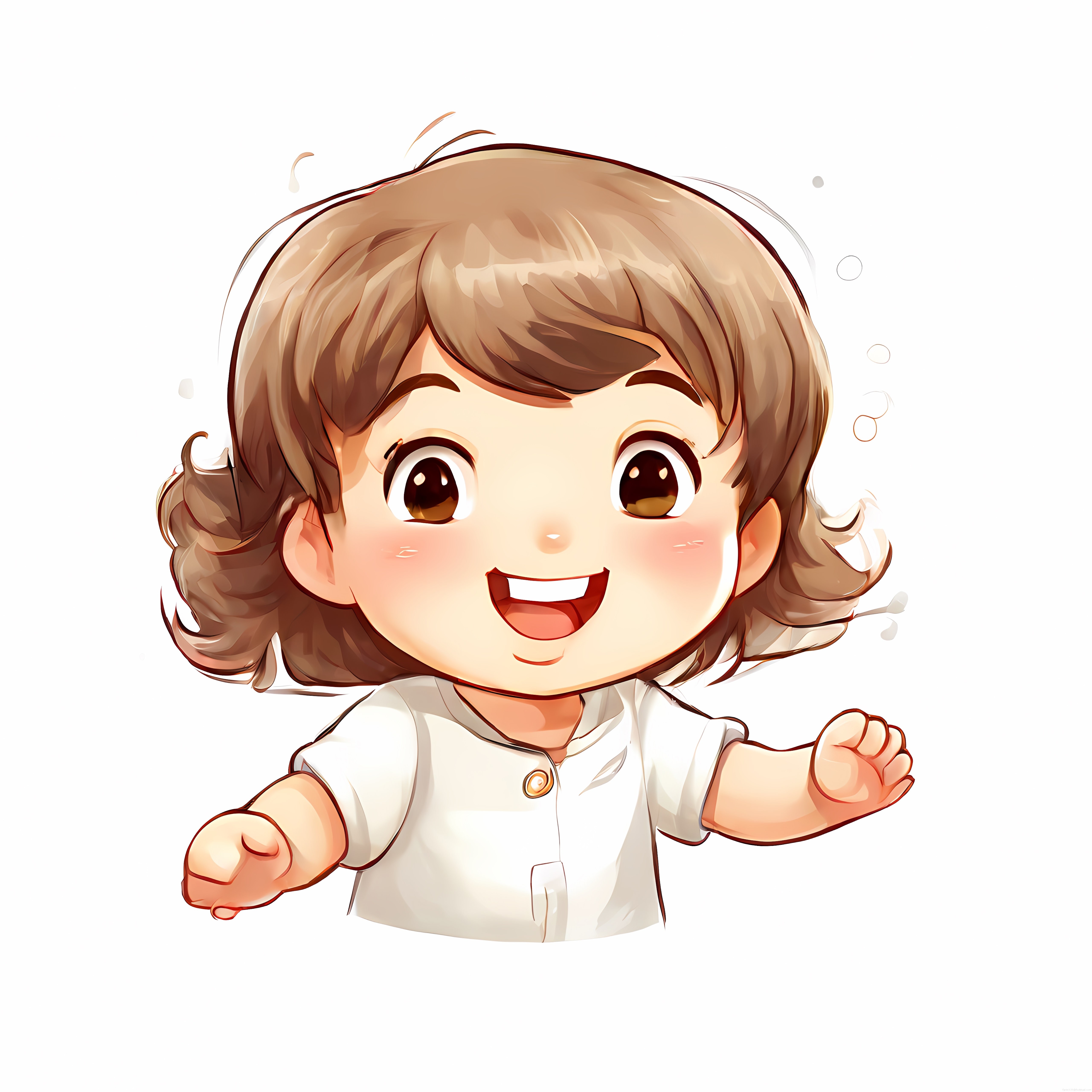 Sevimli Chibi Anime Tarzı Mutlu Çocuk Karakteri Dijital İllüstrasyon