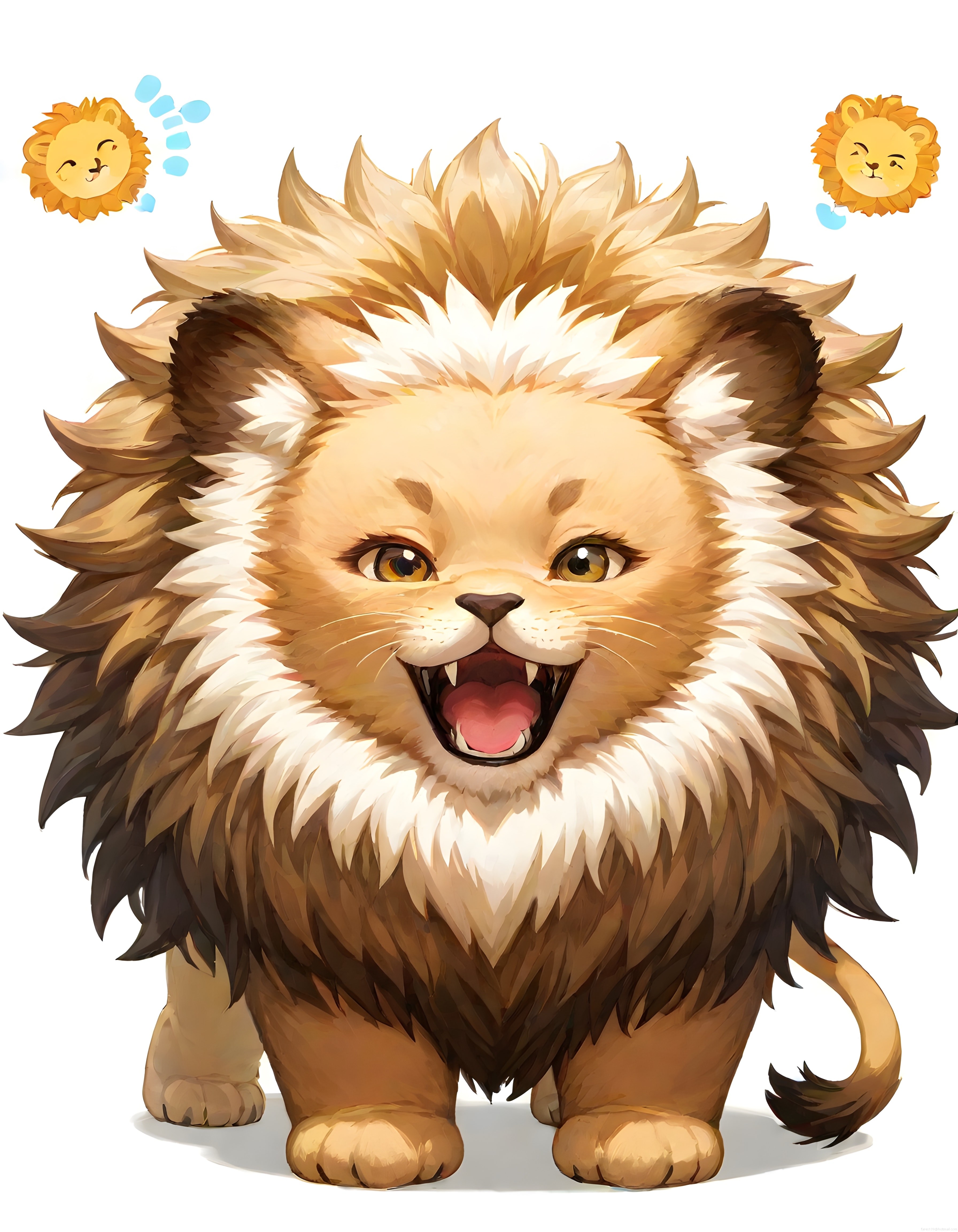 Sevimli Chibi Aslan Yavrusu: Yumuşak Tüyleri ve Neşeli Dijital Çizim
