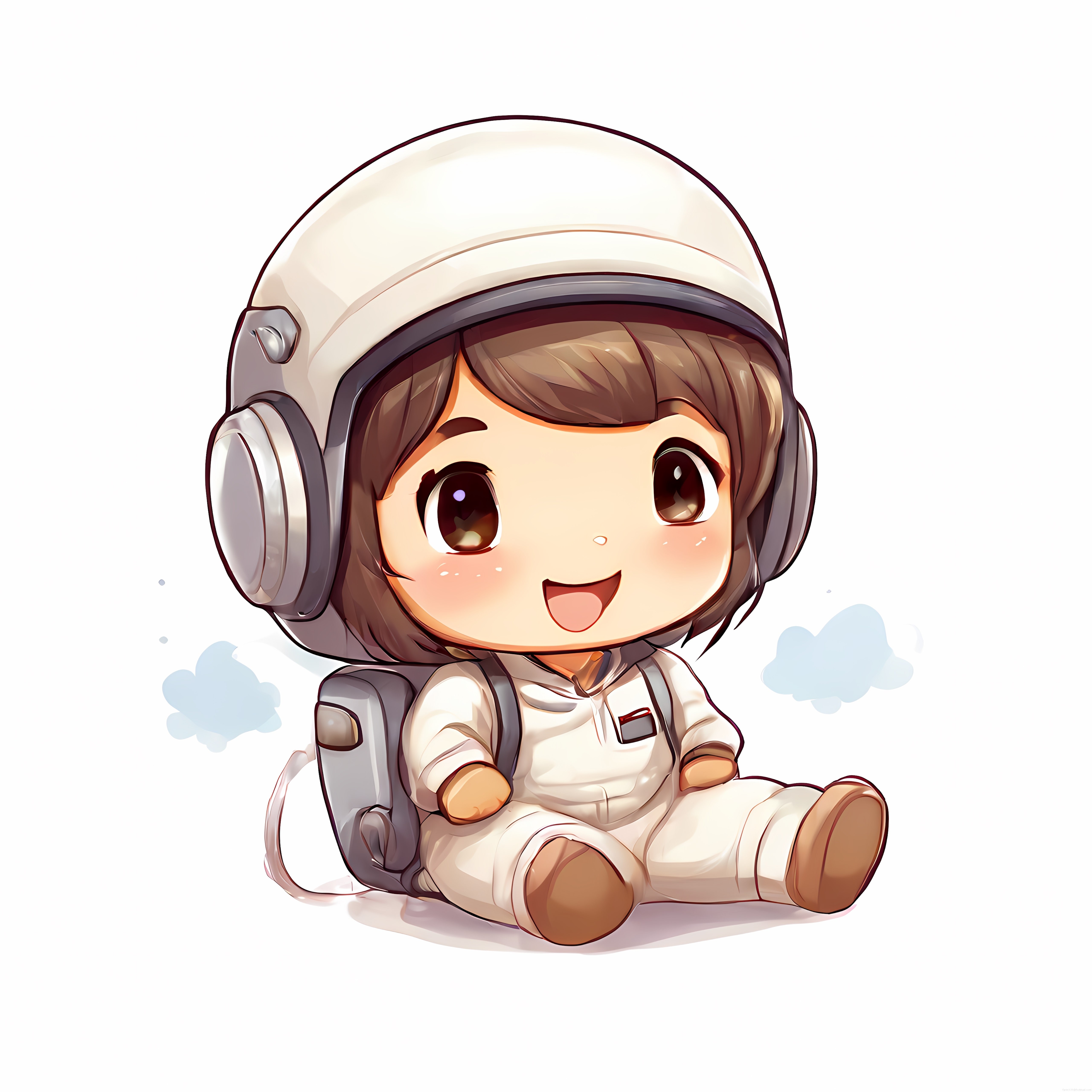 Sevimli Chibi Astronot Karakter: Masum ve Neşeli Uzay Kaşifi İllüstrasyonu