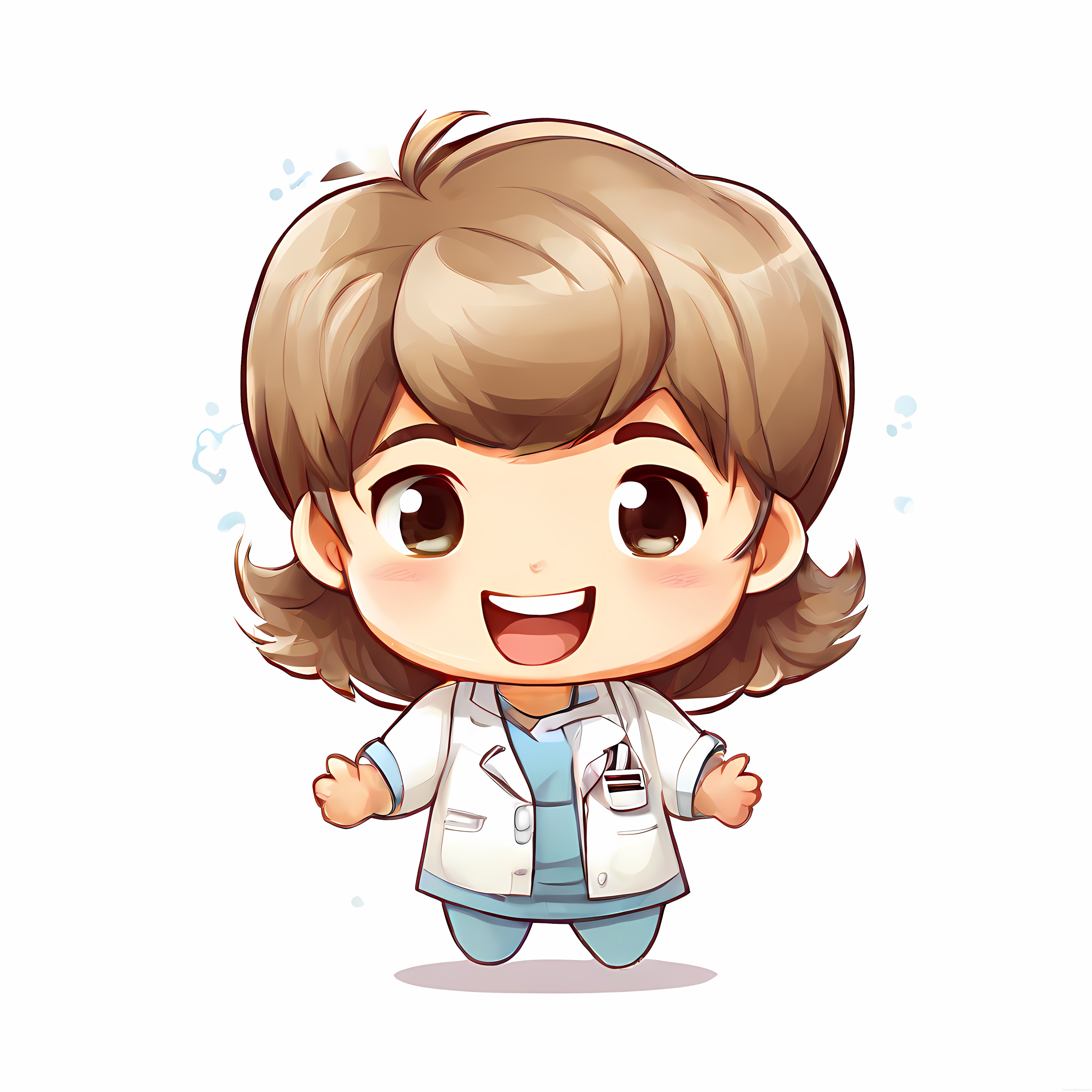 Sevimli Chibi Doktor Karakteri: Büyük Gözlü Anime Sağlık Çalışanı İllüstrasyonu