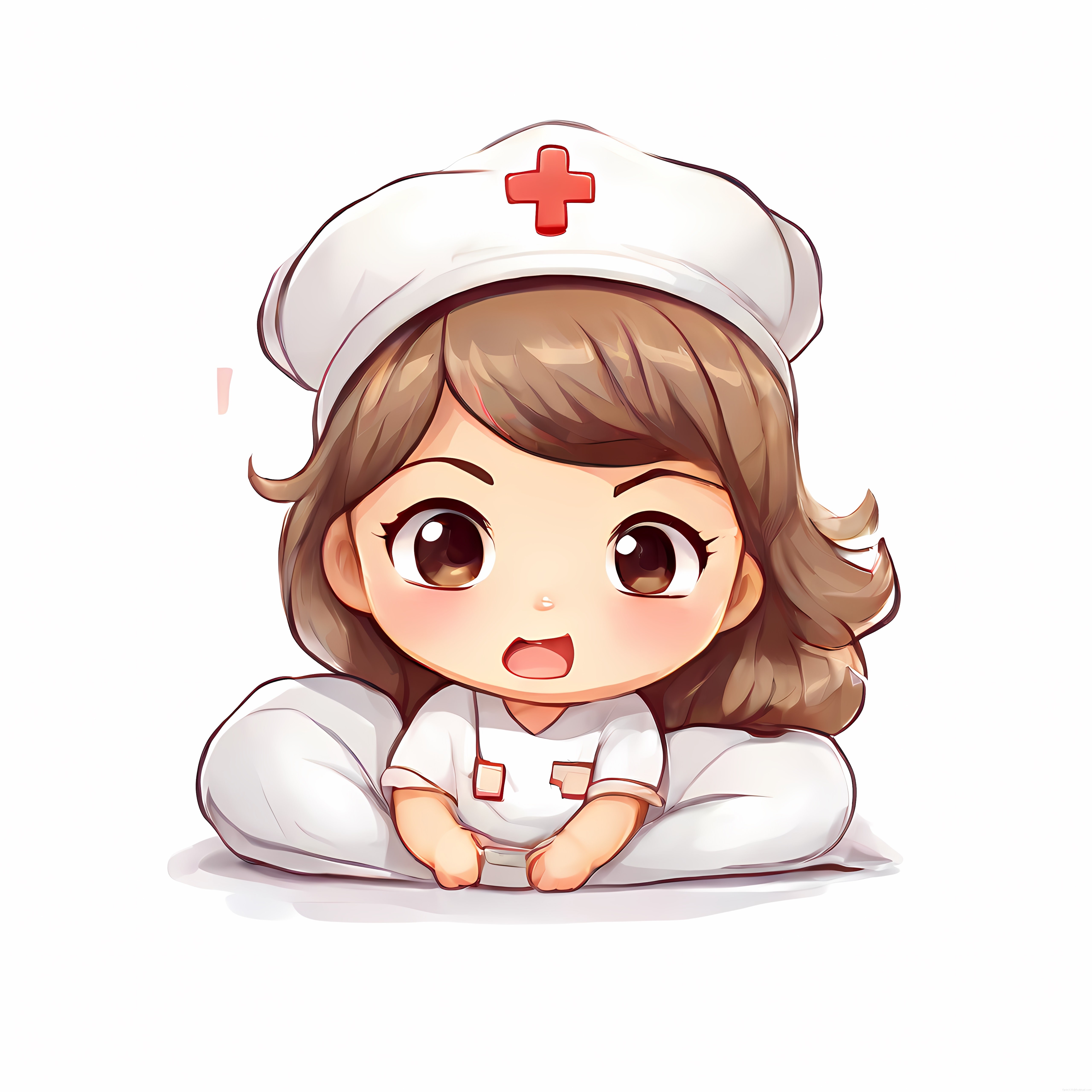 Sevimli Chibi Hemşire Karakteri: Büyük Gözlü Anime Tarzı Dijital Çizim