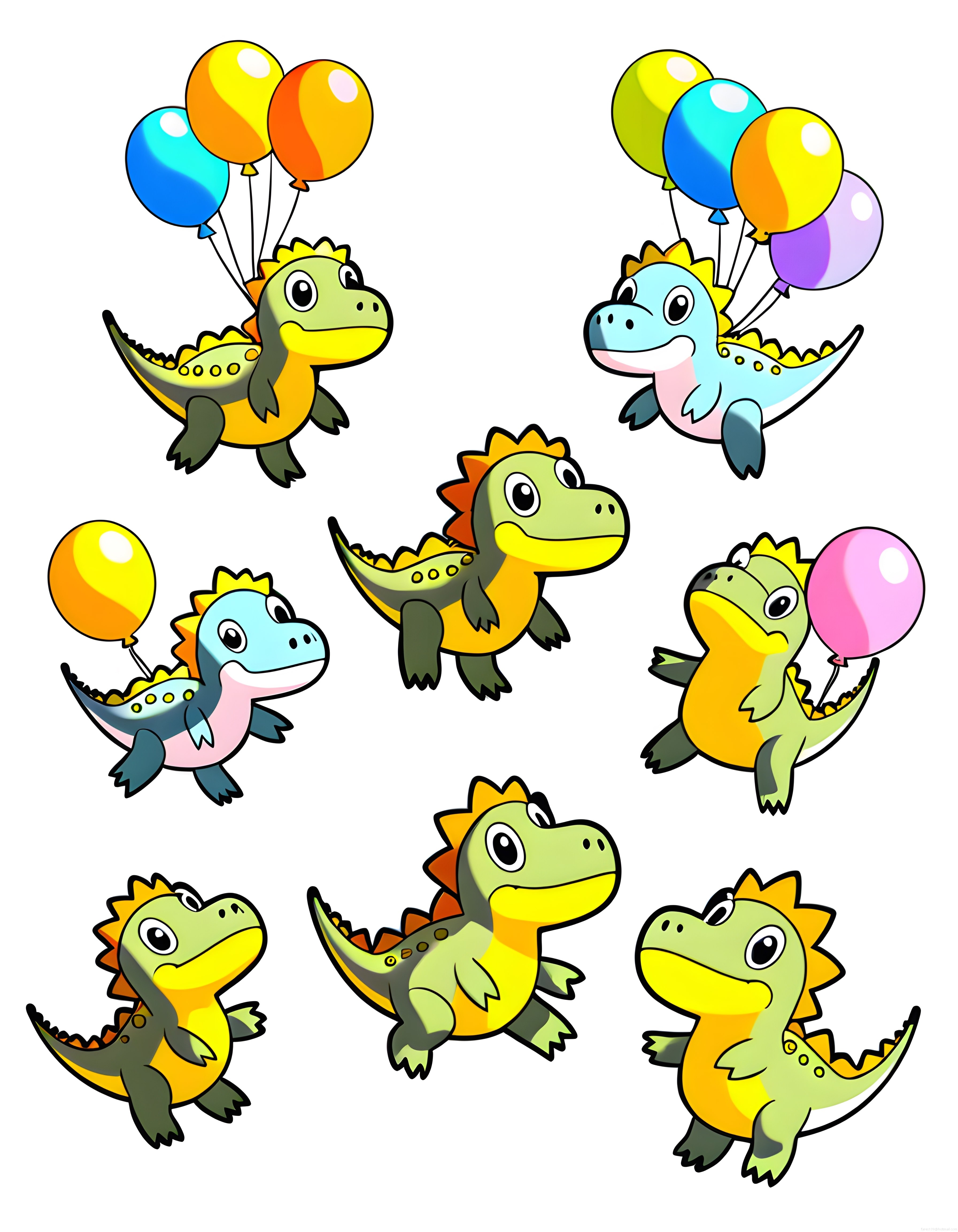 Sevimli Çizgi Film Dinozorları ve Renkli Balonlarla Dolu Eğlenceli Parti Seti