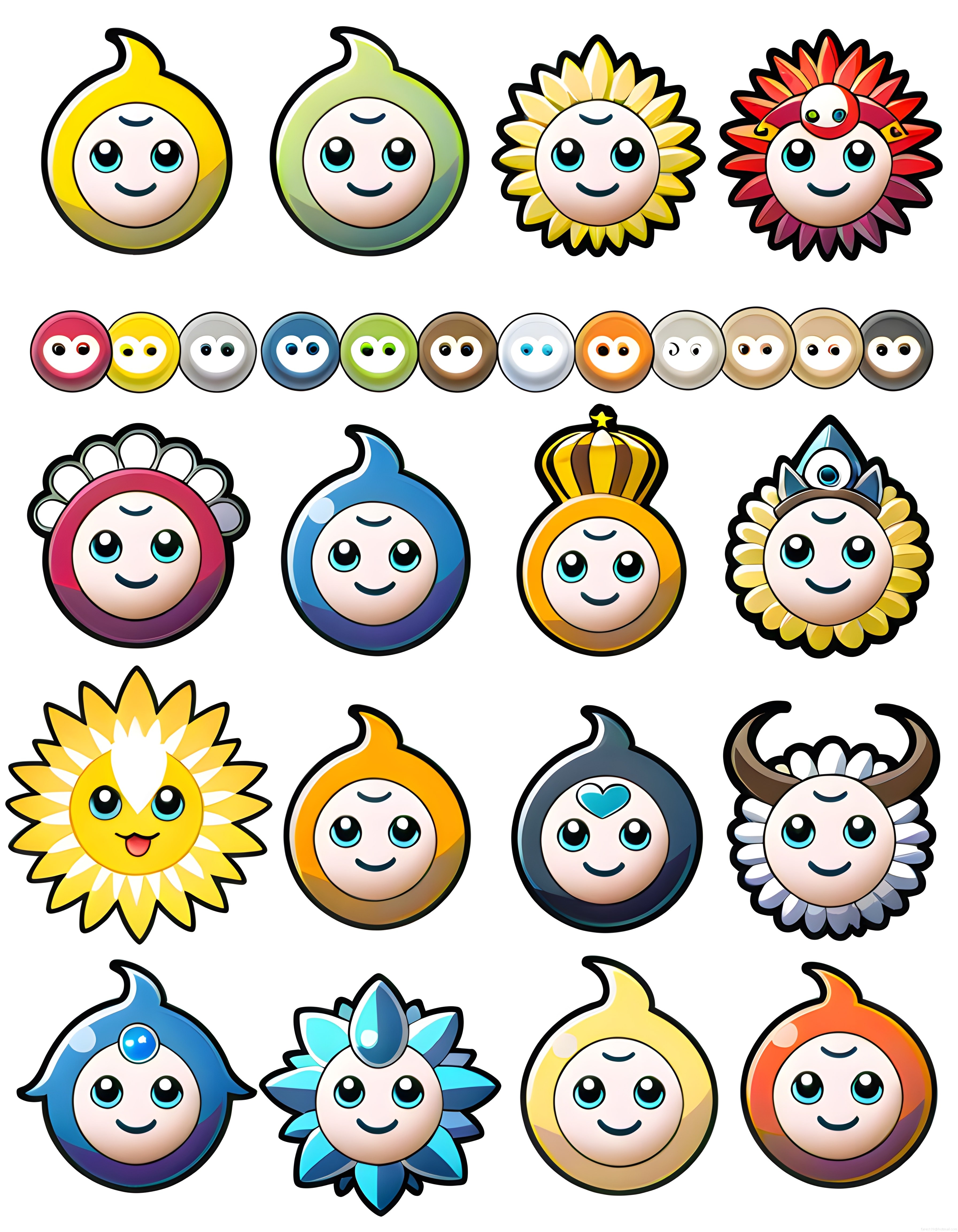 Sevimli Çizgi Film Karakter Seti: Renkli Avatar ve Emoji Tasarımları