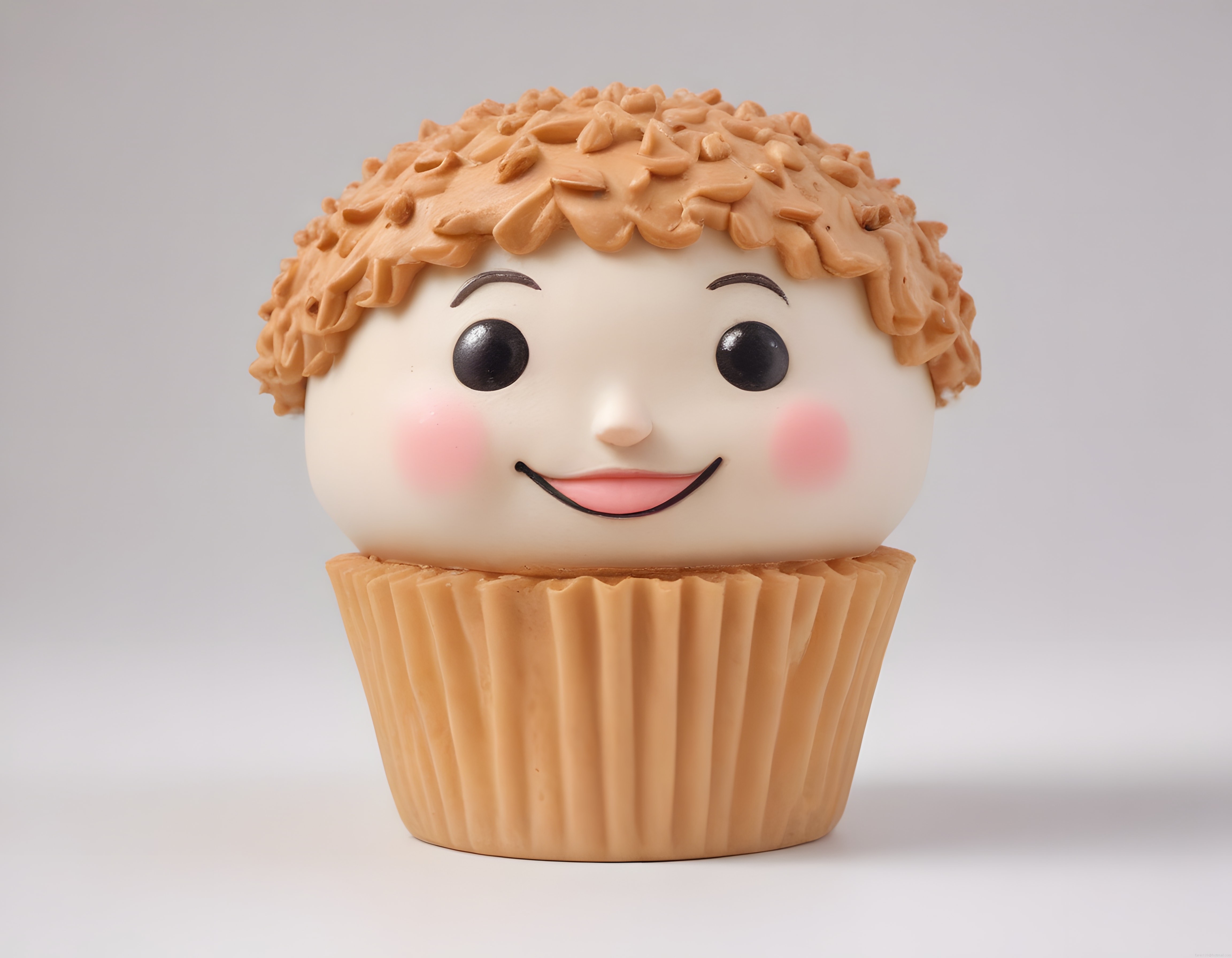 Sevimli Çocuk Yüzlü Cupcake Figürü: Pembe Yanaklı Tatlı Tasarım