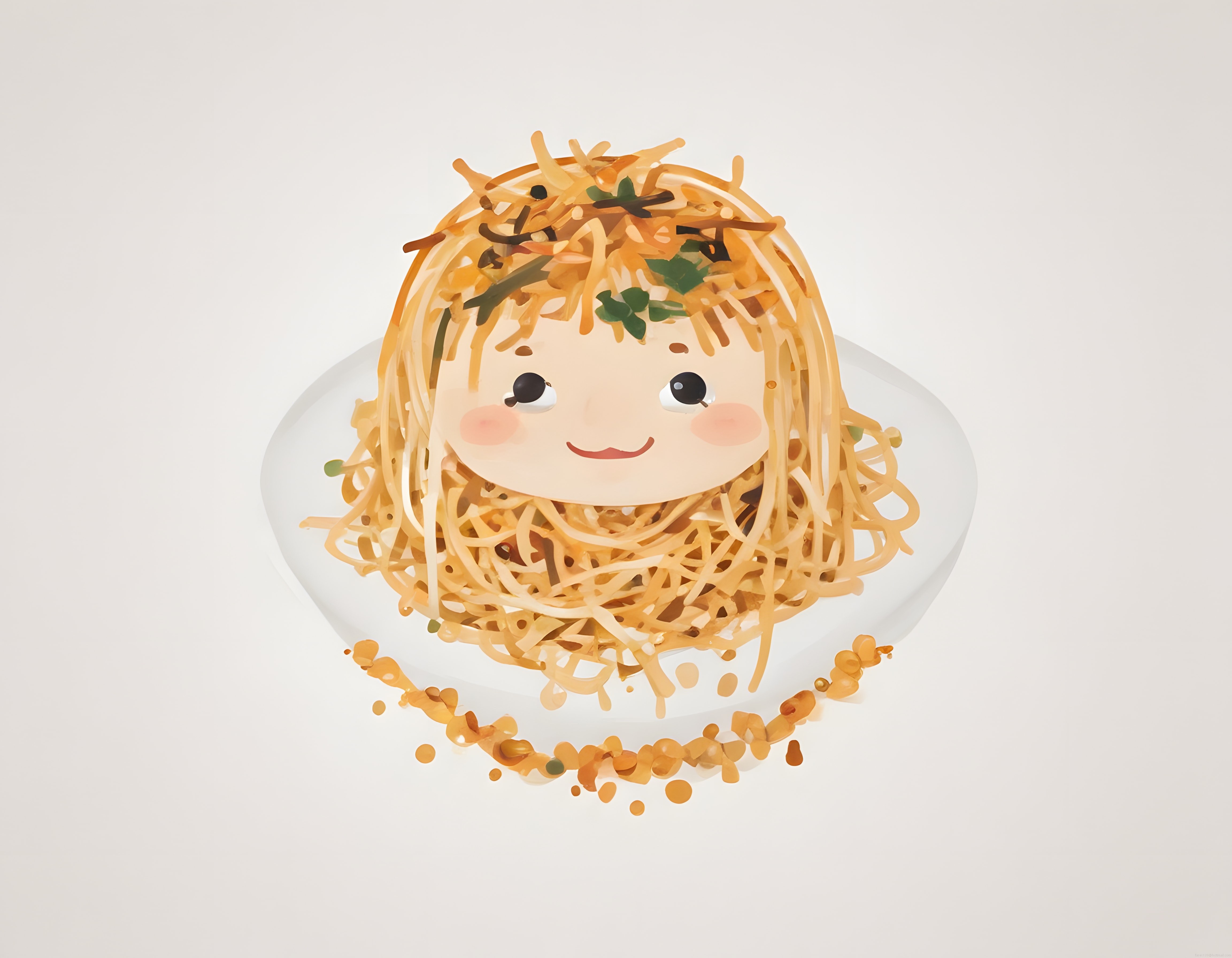 Sevimli Çocuk Yüzü Şeklinde Sunulan Yaratıcı Spagetti Tabağı ve Özel Sos