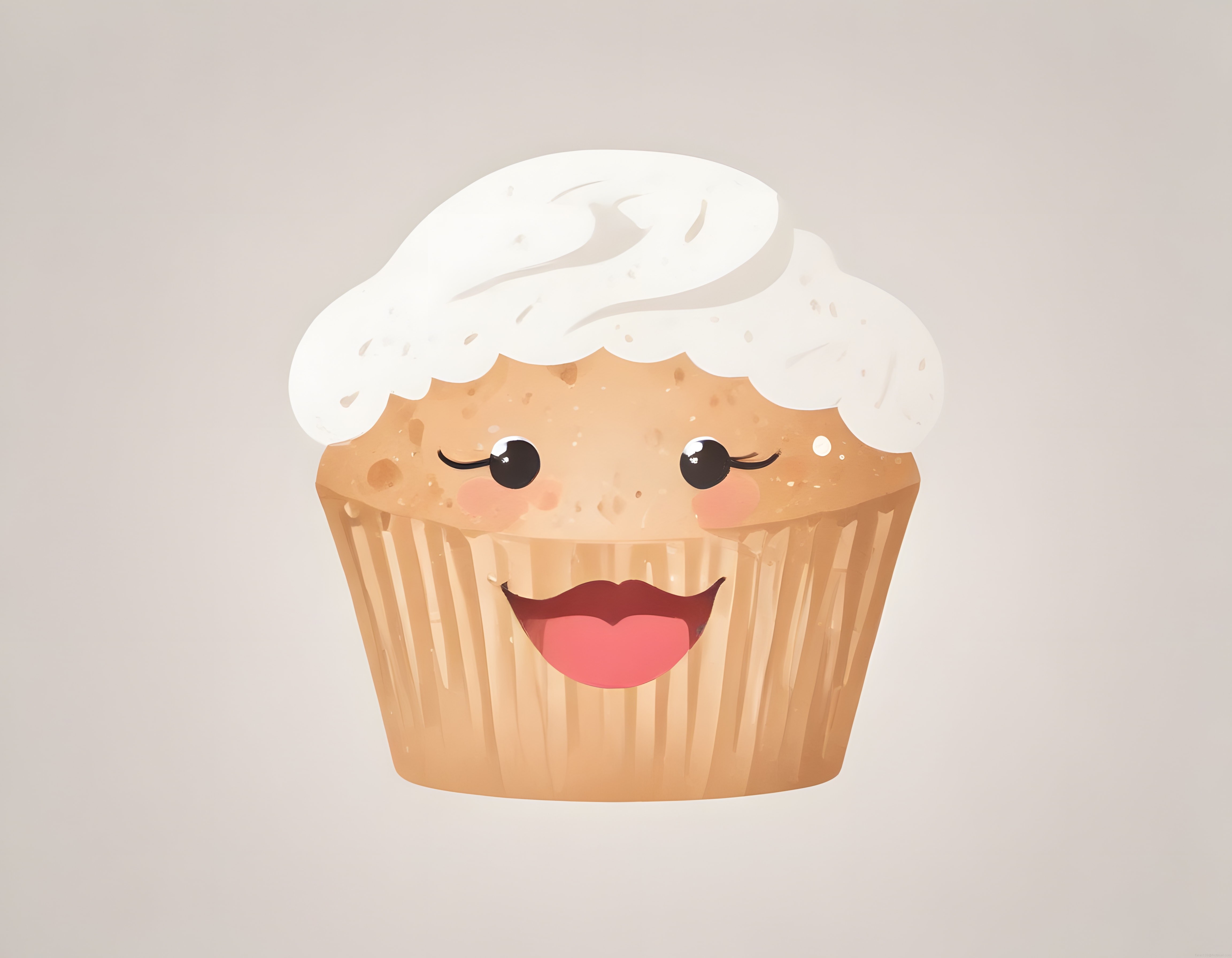 Sevimli Cupcake Animasyon Karakteri: Gülümseyen Muffin İllüstrasyonu