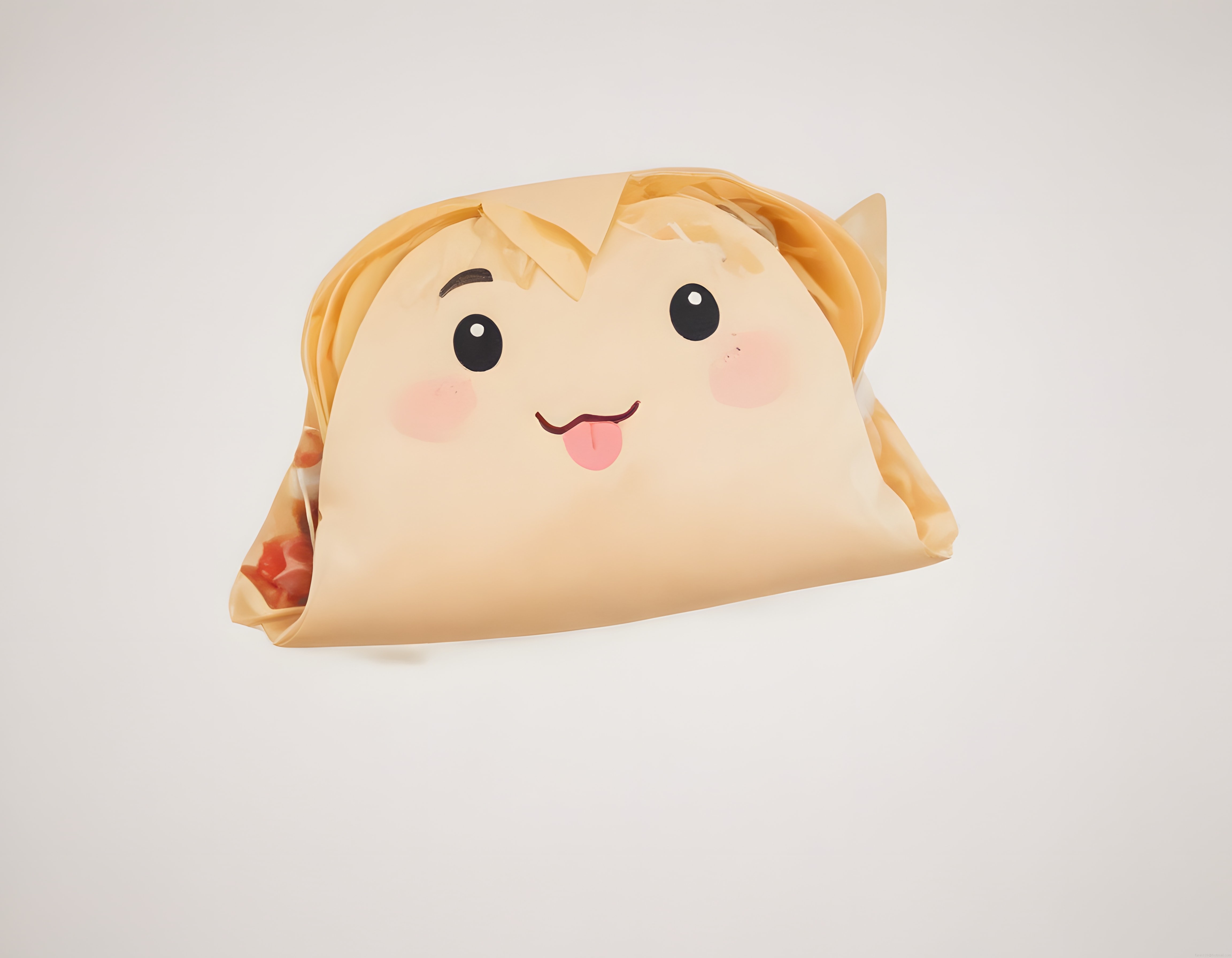 Sevimli Emoji Yüzlü Üçgen Sarılmış Kahvaltılık Tost veya Börek Görseli