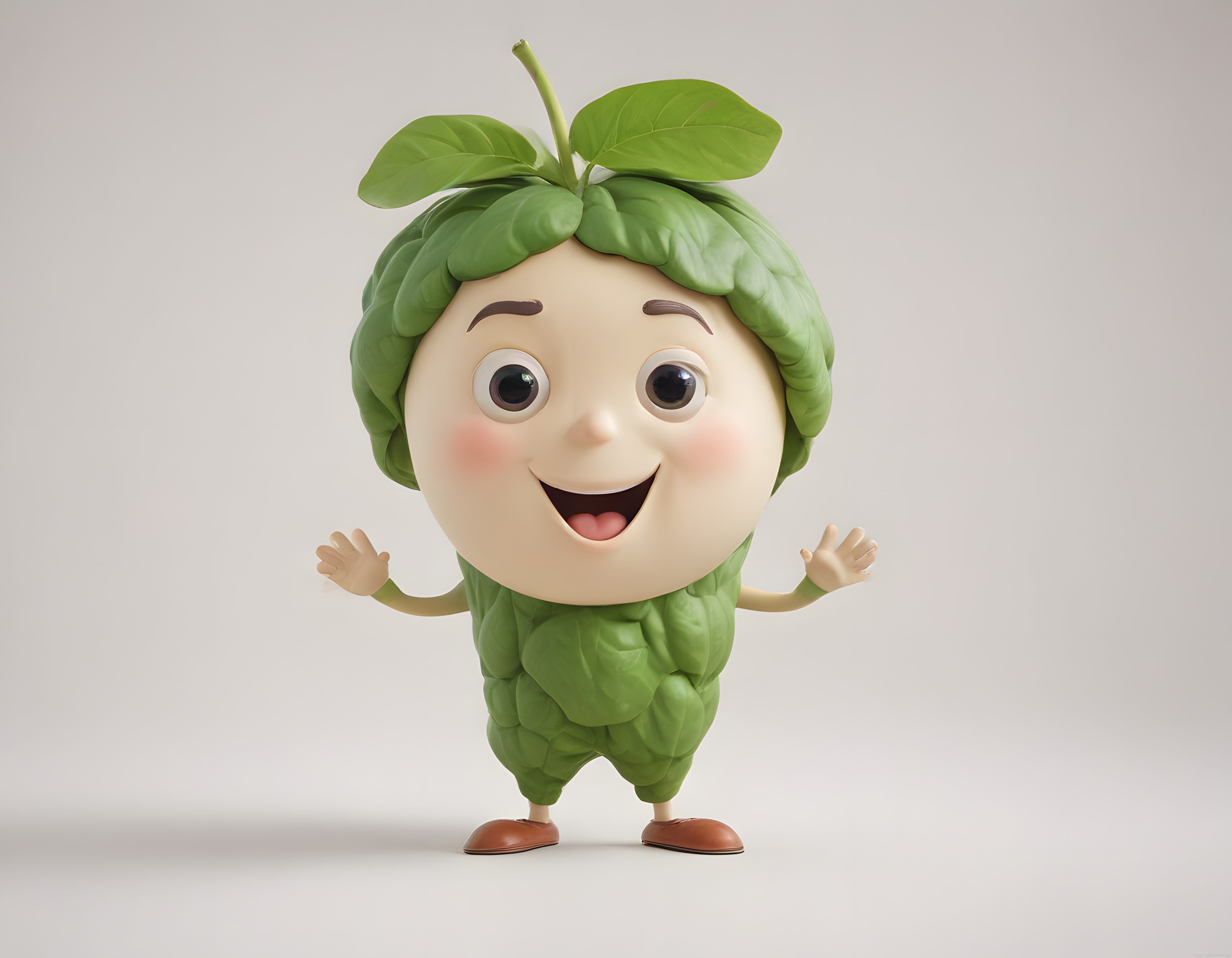 Sevimli filiz çocuk karakteri 3d modelleme ve doğa temalı animasyon maskot