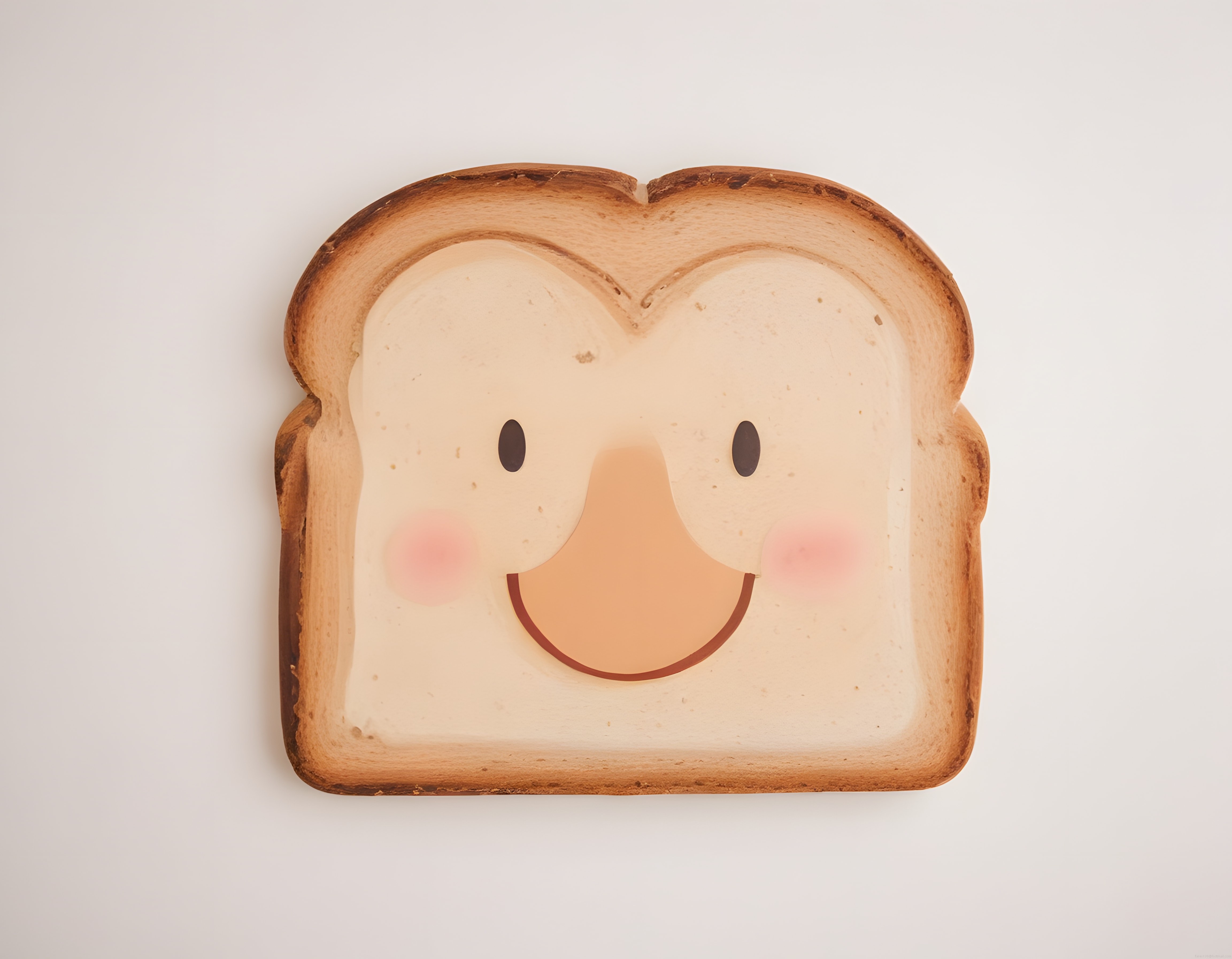 Sevimli Gülümseyen Tost Ekmek Karakteri Pembe Yanaklı Minimal Tasarım