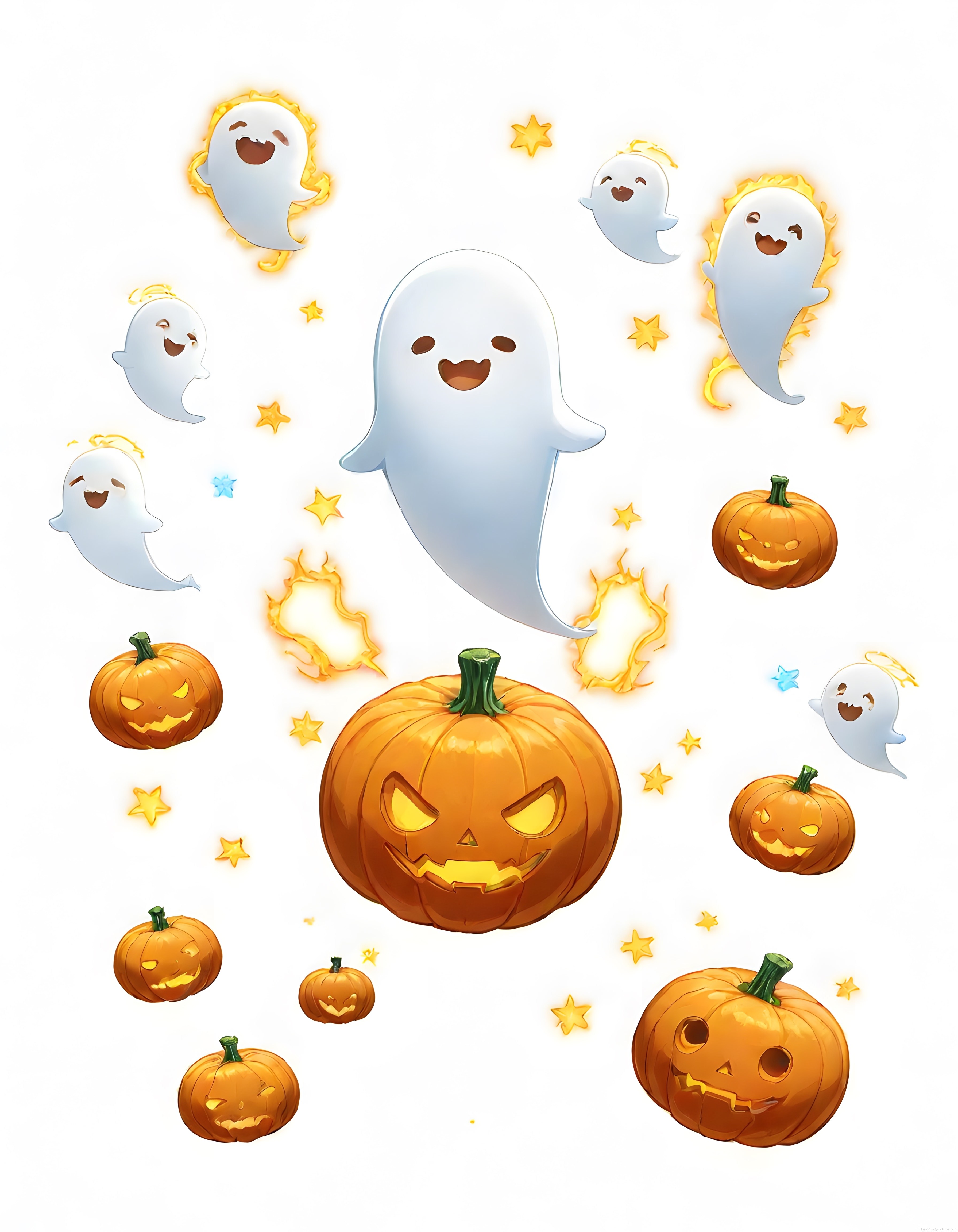 Sevimli Hayaletler ve Jack-o'-Lantern Balkabaklarıyla Eğlenceli Halloween Gecesi