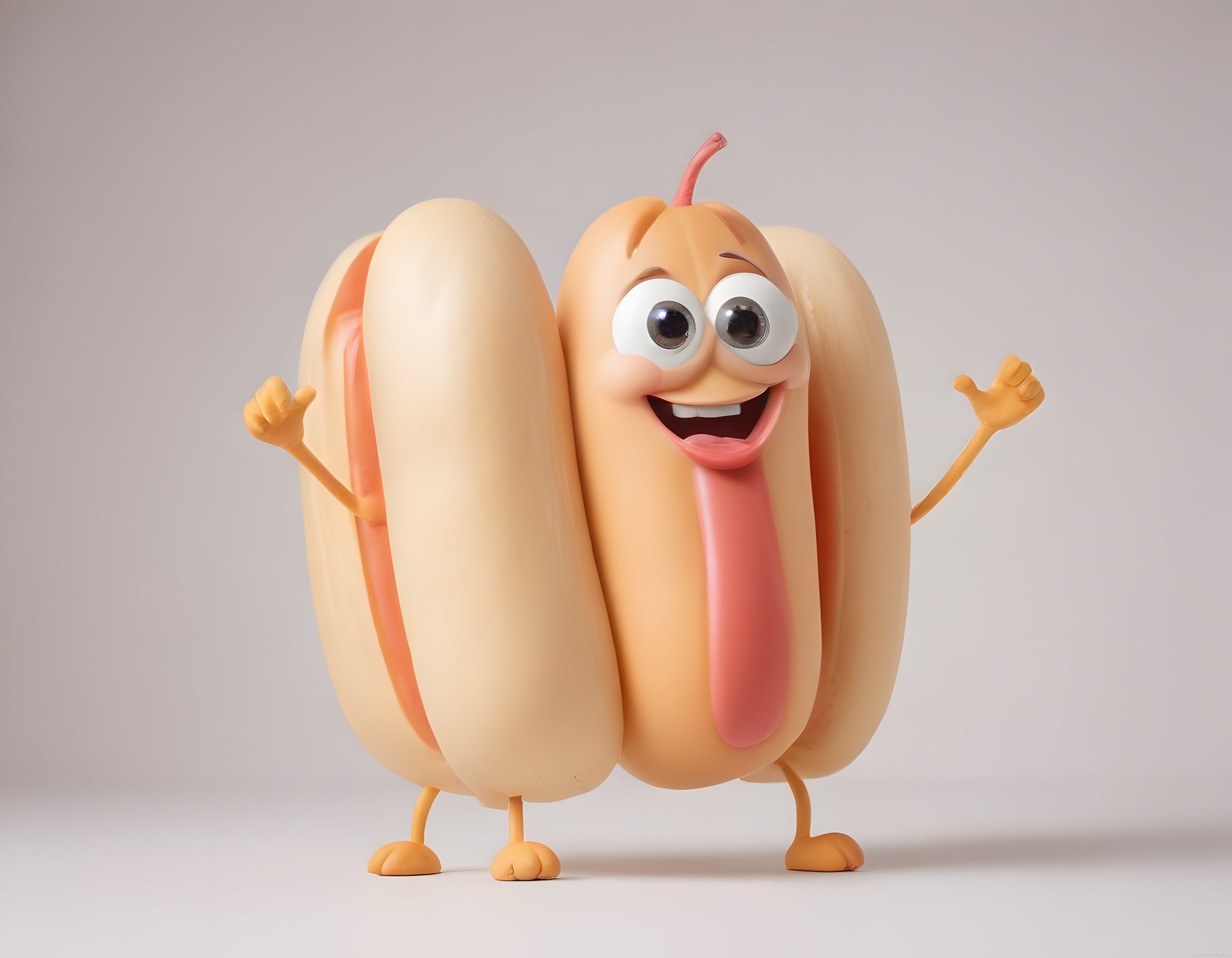 Sevimli Hot Dog Maskotu: Dilini Dışarı Çıkaran 3D Animasyon Karakteri