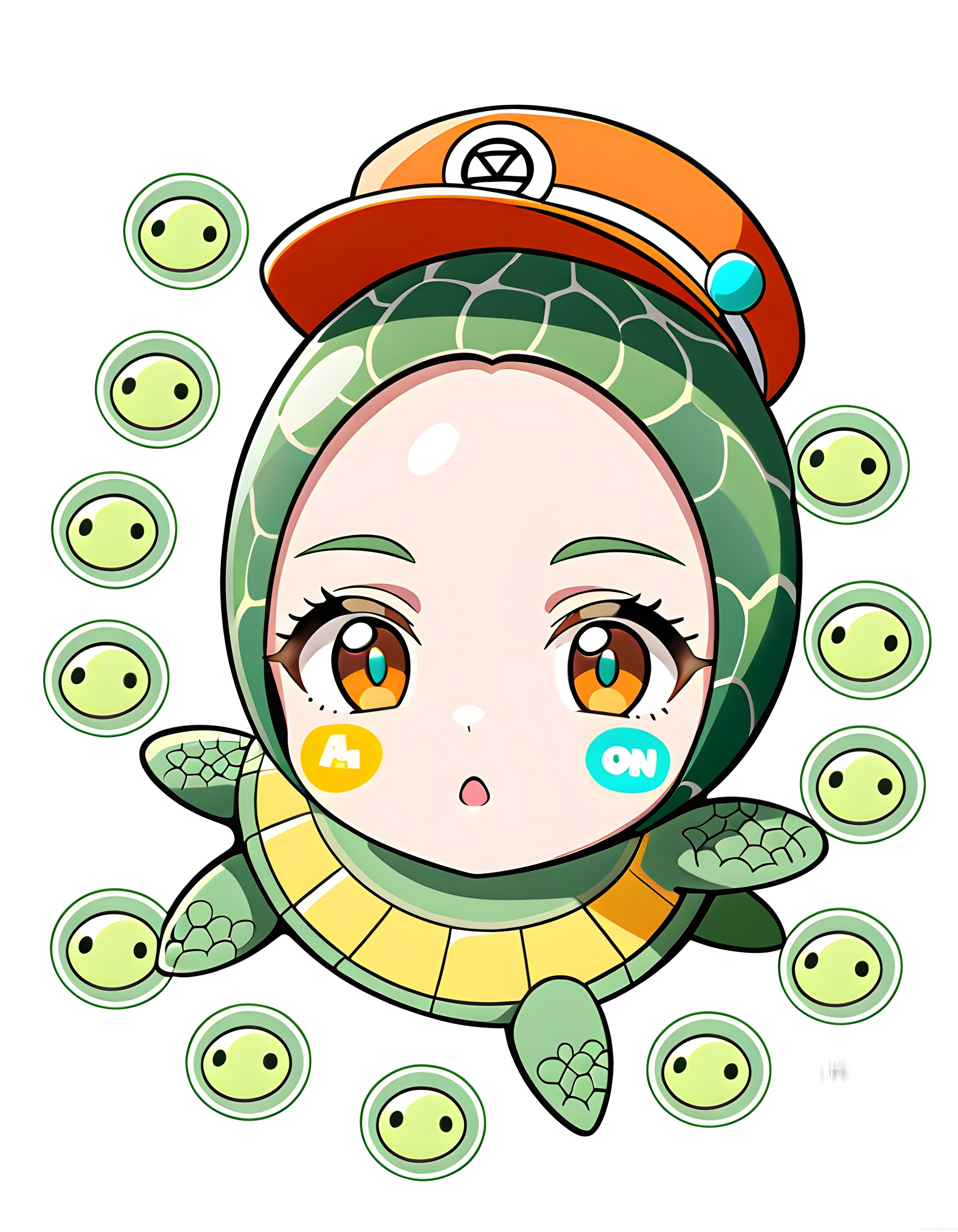 Sevimli Kaplumbağa Kızı Anime Tarzı Dijital Karakter Tasarımı ve Çizimi